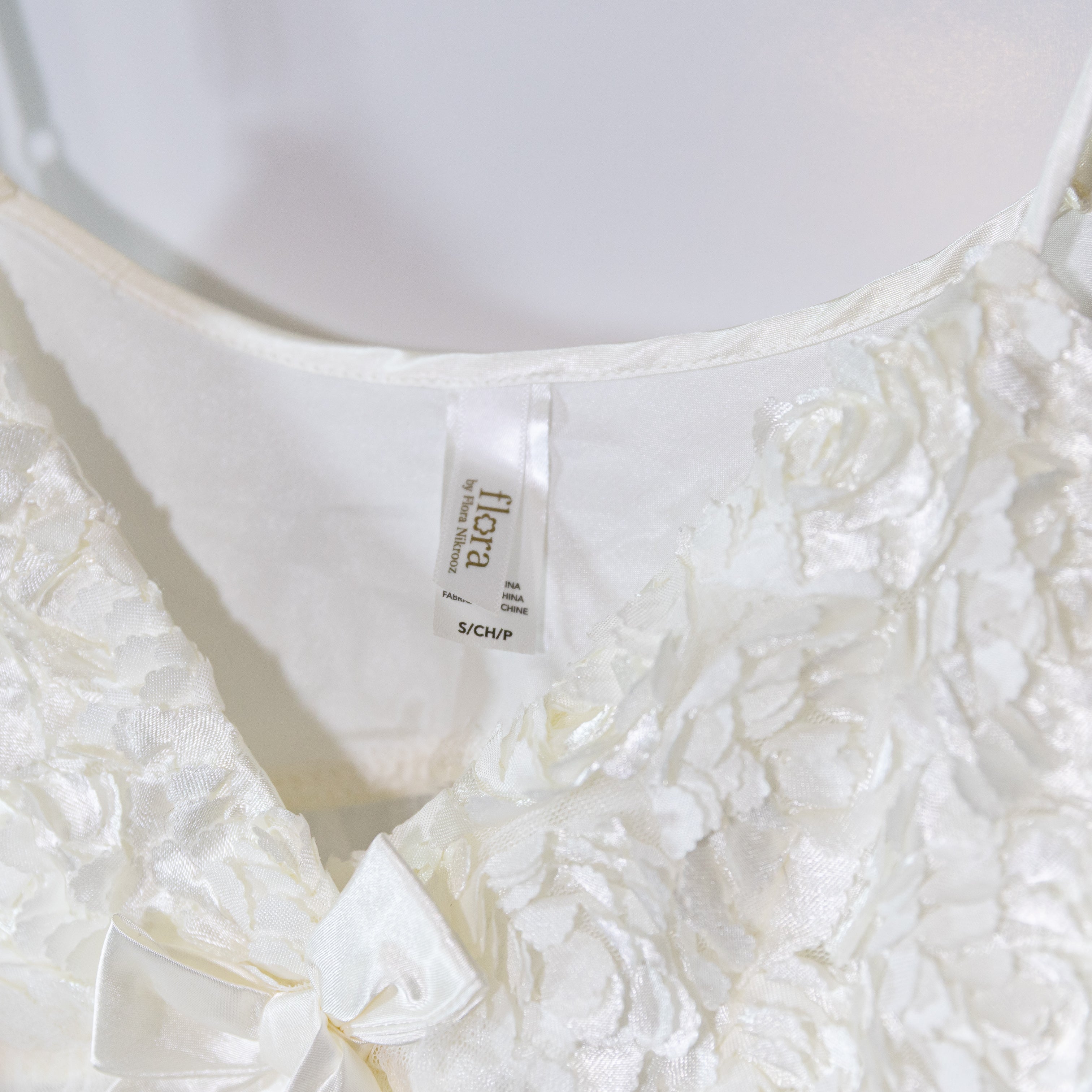 Flora By Nikrooz Bellflower Camidoll Tulle Mesh Applique Lingerie Tank Top White