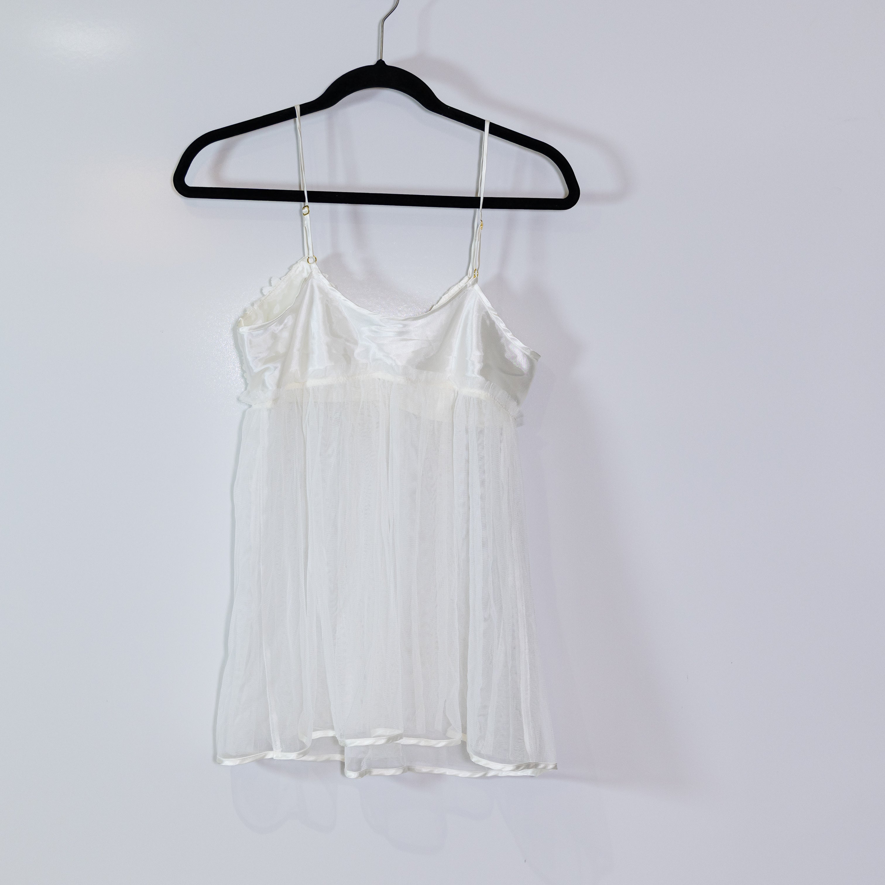 Flora By Nikrooz Bellflower Camidoll Tulle Mesh Applique Lingerie Tank Top White
