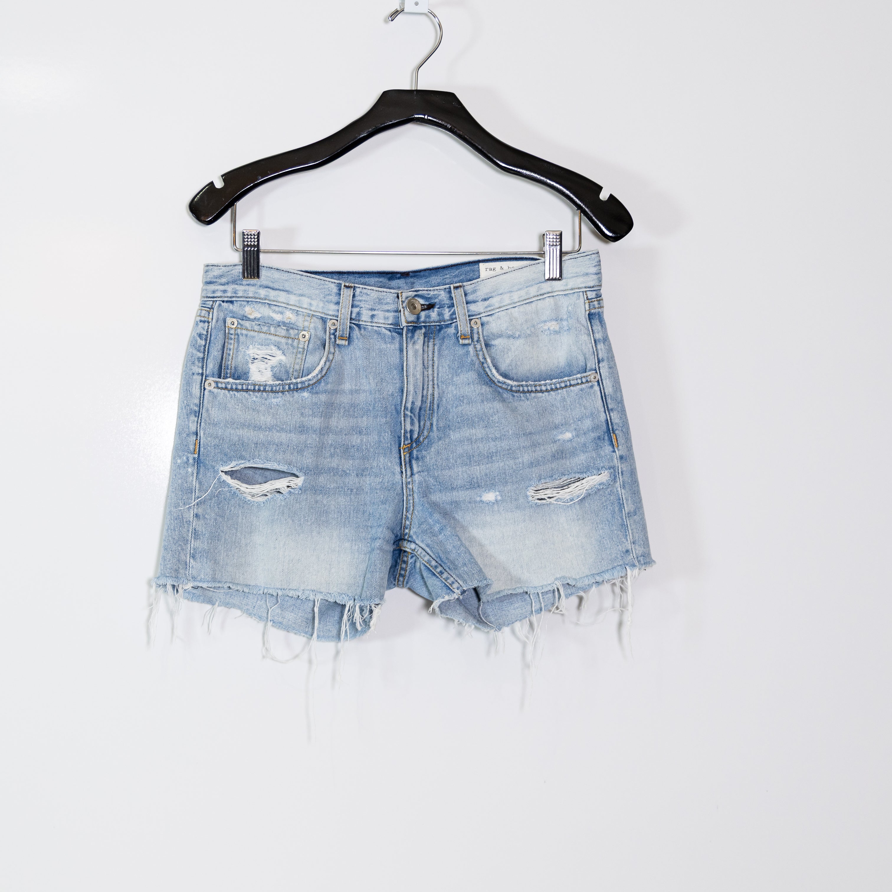 Rag &amp; Bone Women's Boy Short High Waist Cut Off Distressed Jean Shorts Martini