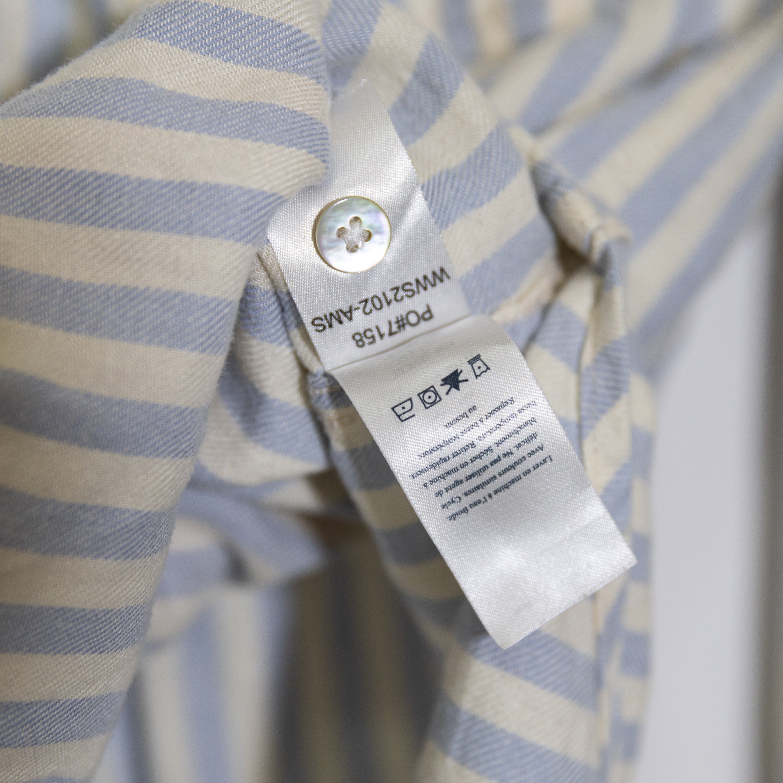 Faherty Women's Linen Tercel Collared Button Down Long Sleeve Blouse Shirt Stipe