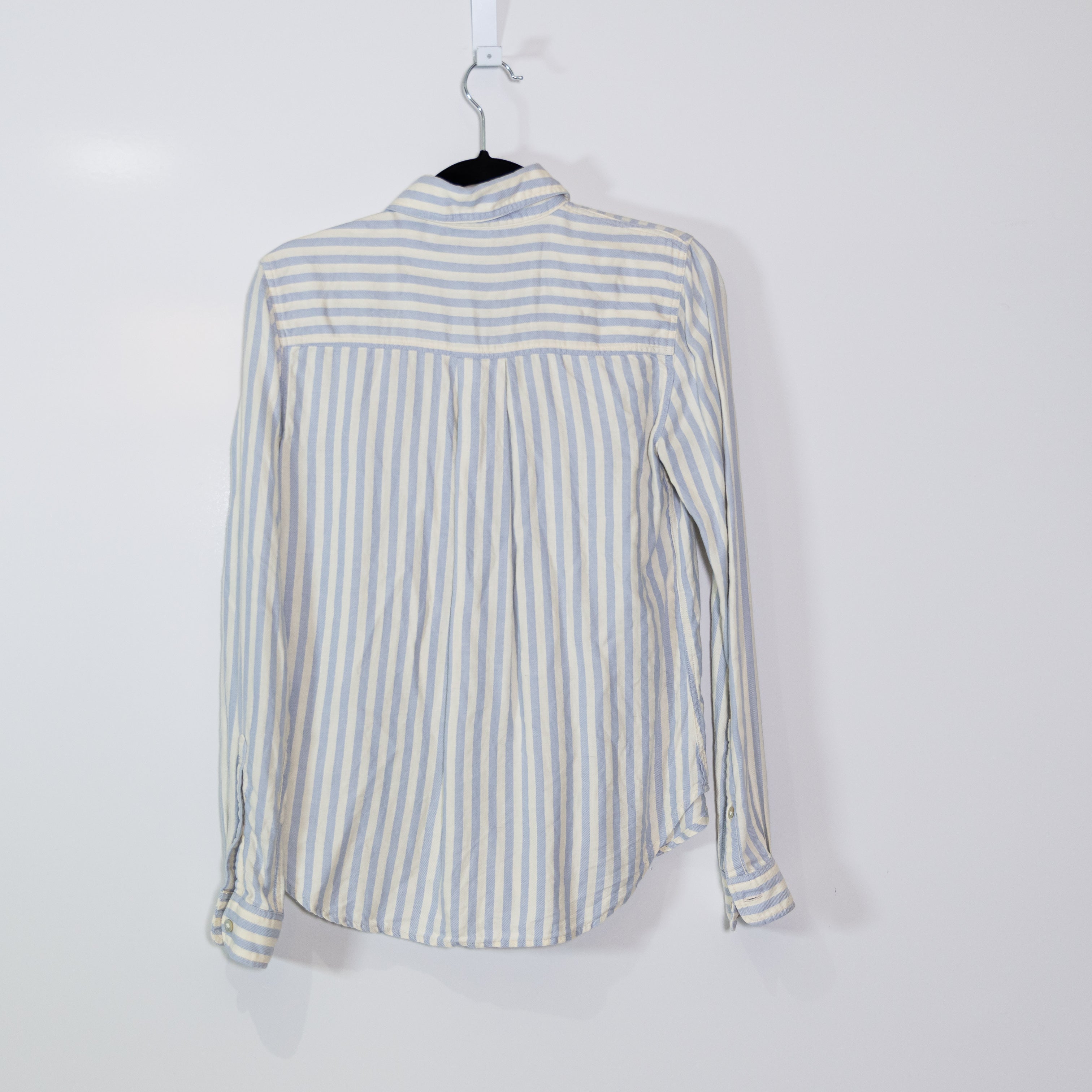 Faherty Women's Linen Tercel Collared Button Down Long Sleeve Blouse Shirt Stipe