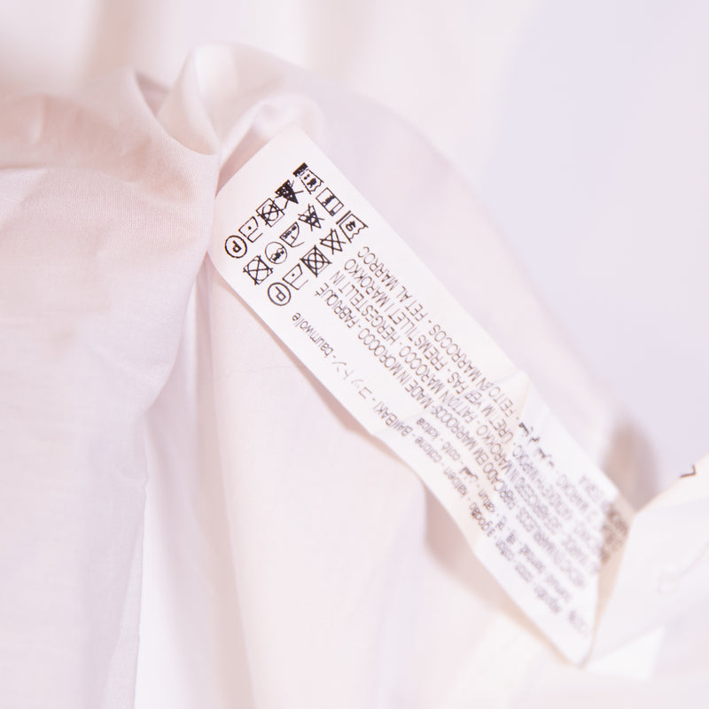 Zara Cotton Poplin Collared Short Sleeve Button Front Tie Waist Midi Dress White