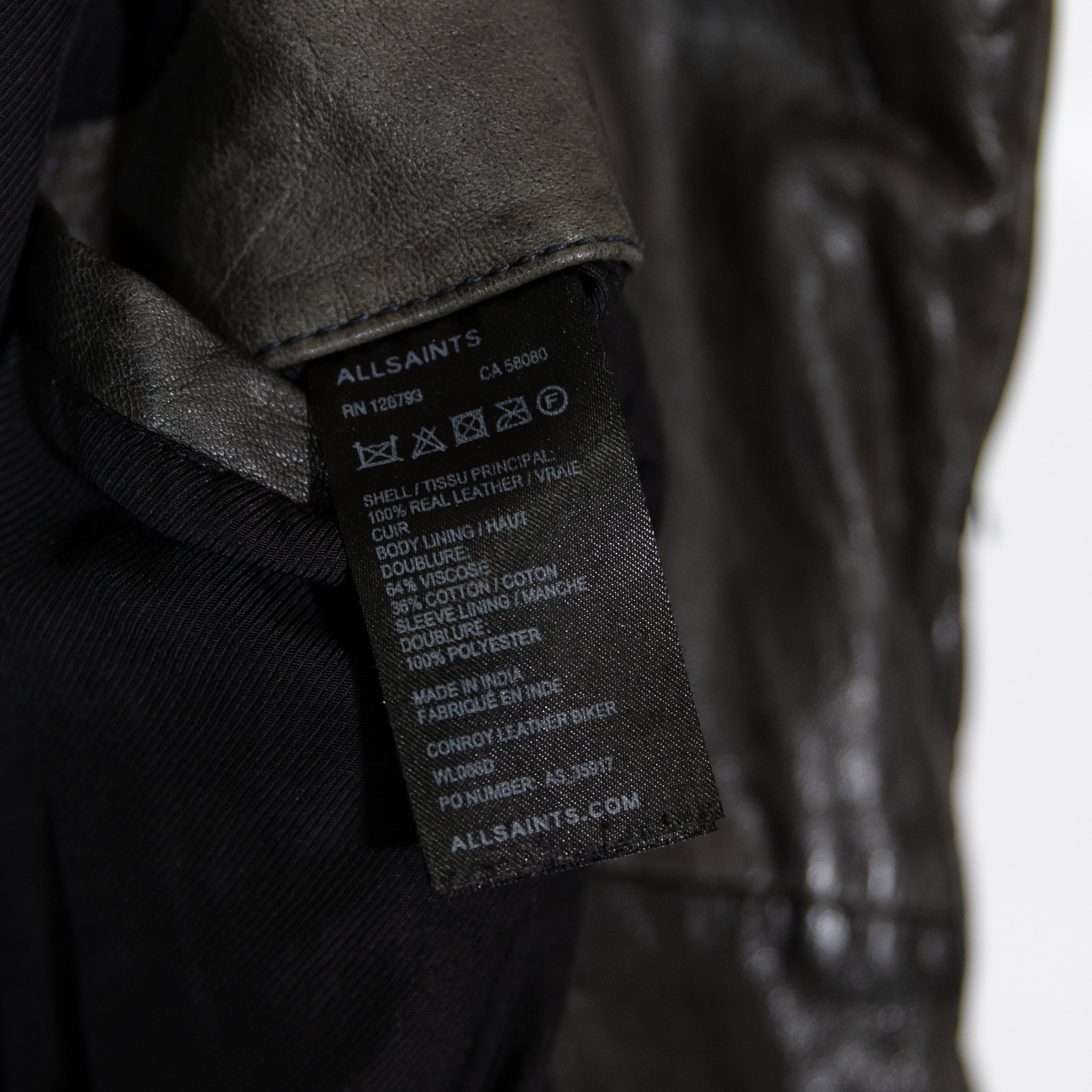 Allsaints Women's Conroy Textured Quilted Genuine Leather Biker Jacket Charcoal