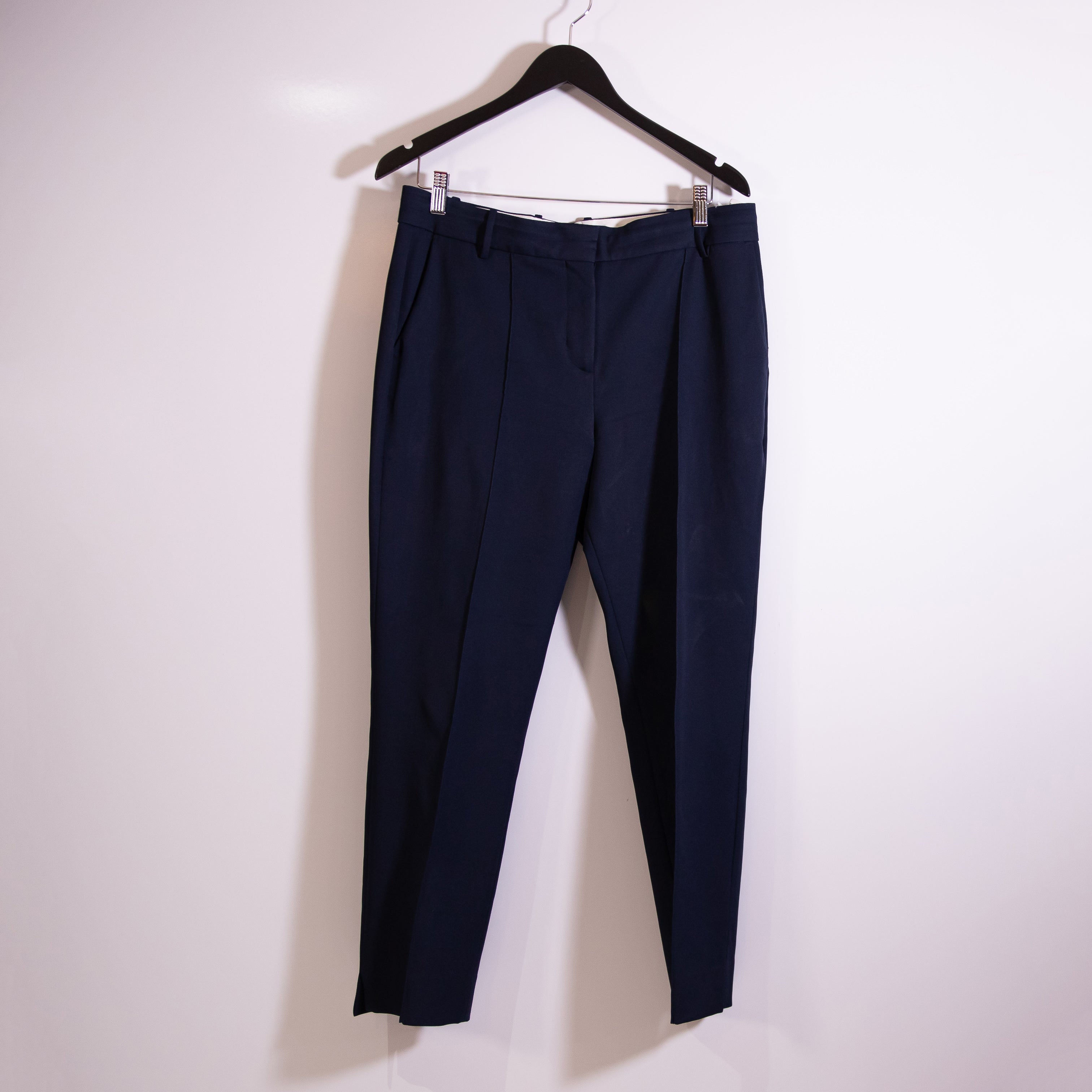 Tory Burch Sport Mid Rise Pleated Straight Leg Ankle Crop Trouser Pants Blue 8