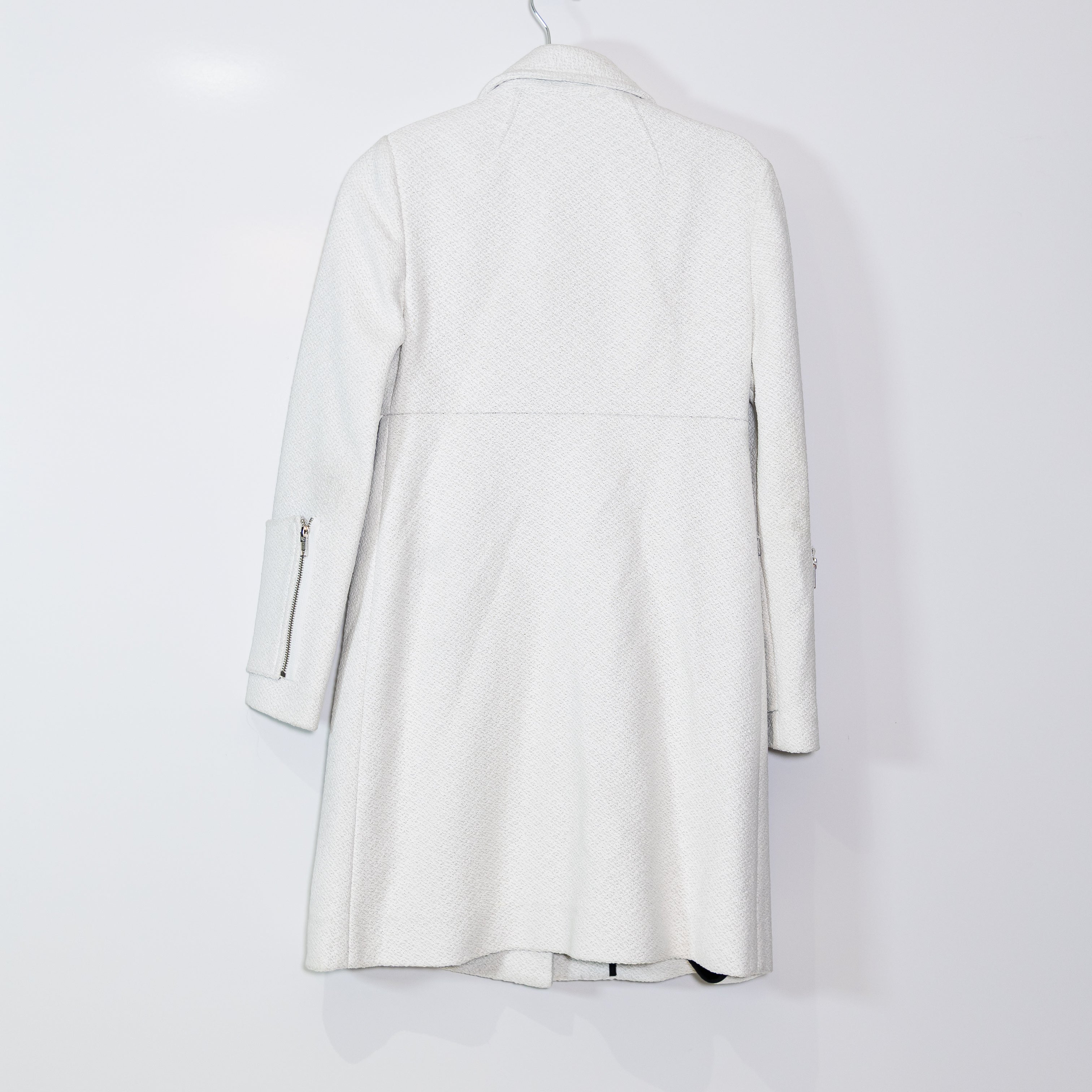 A.L.C. Bohen Women's Wool Blend Full Zip Collared Pea Coat Jacket White 2