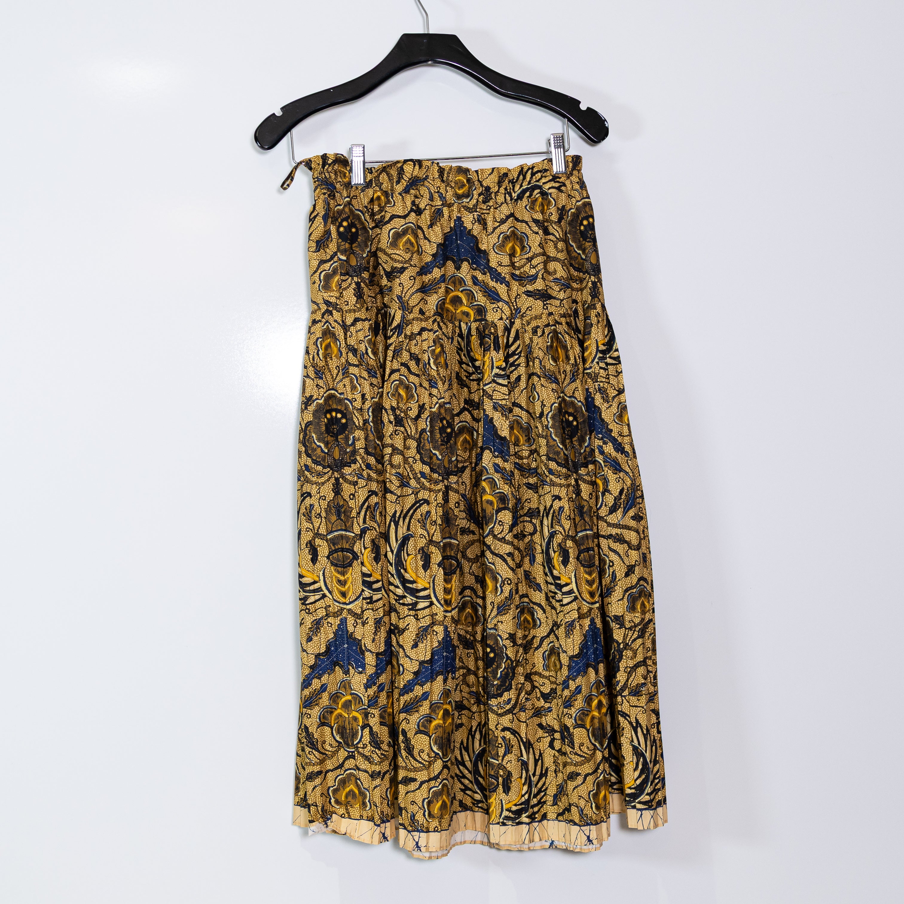 Ulla Johnson Lourdes Batik Cotton Poplin Mid Rise A Line Tie Waist Midi Skirt 2