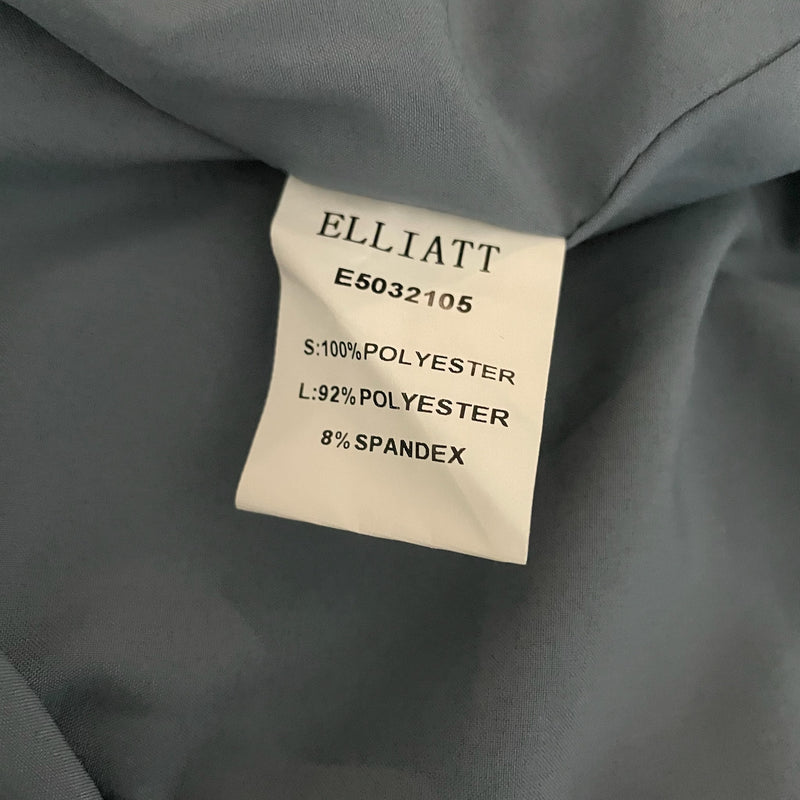 NEW Elliatt Cassini Rose Satin Asymmetrical Draped Ruched Midi Dress Cadet Blue