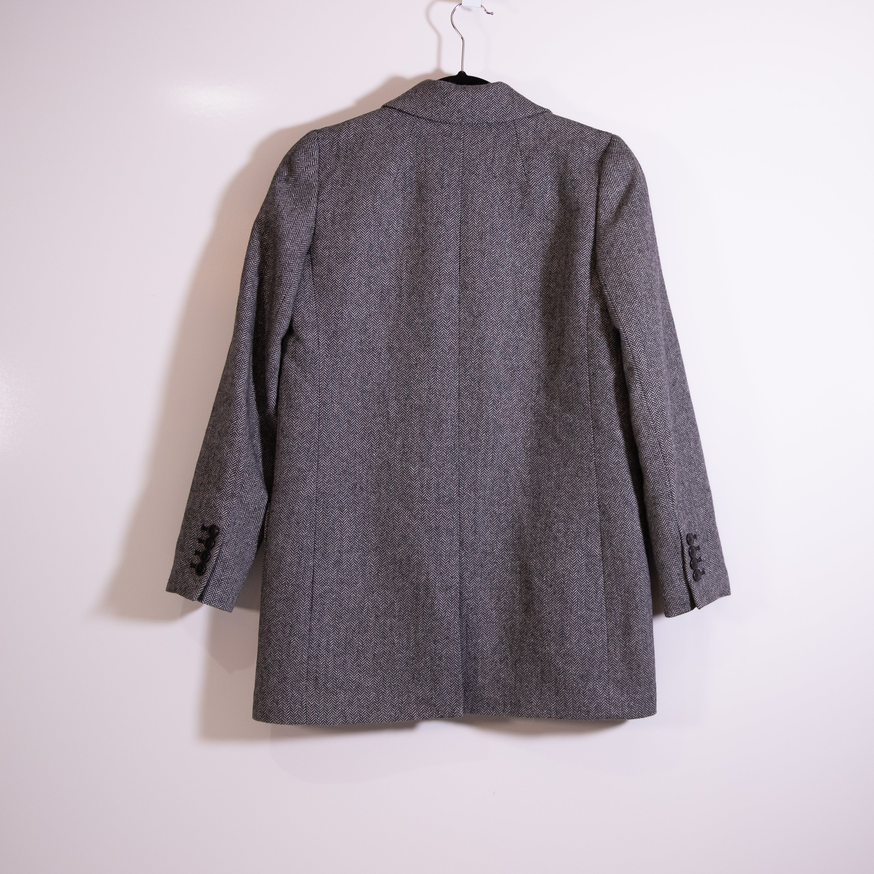 Madewell Women's Larsen Wool Blend One Button Blazer Jacket Herringbone Black