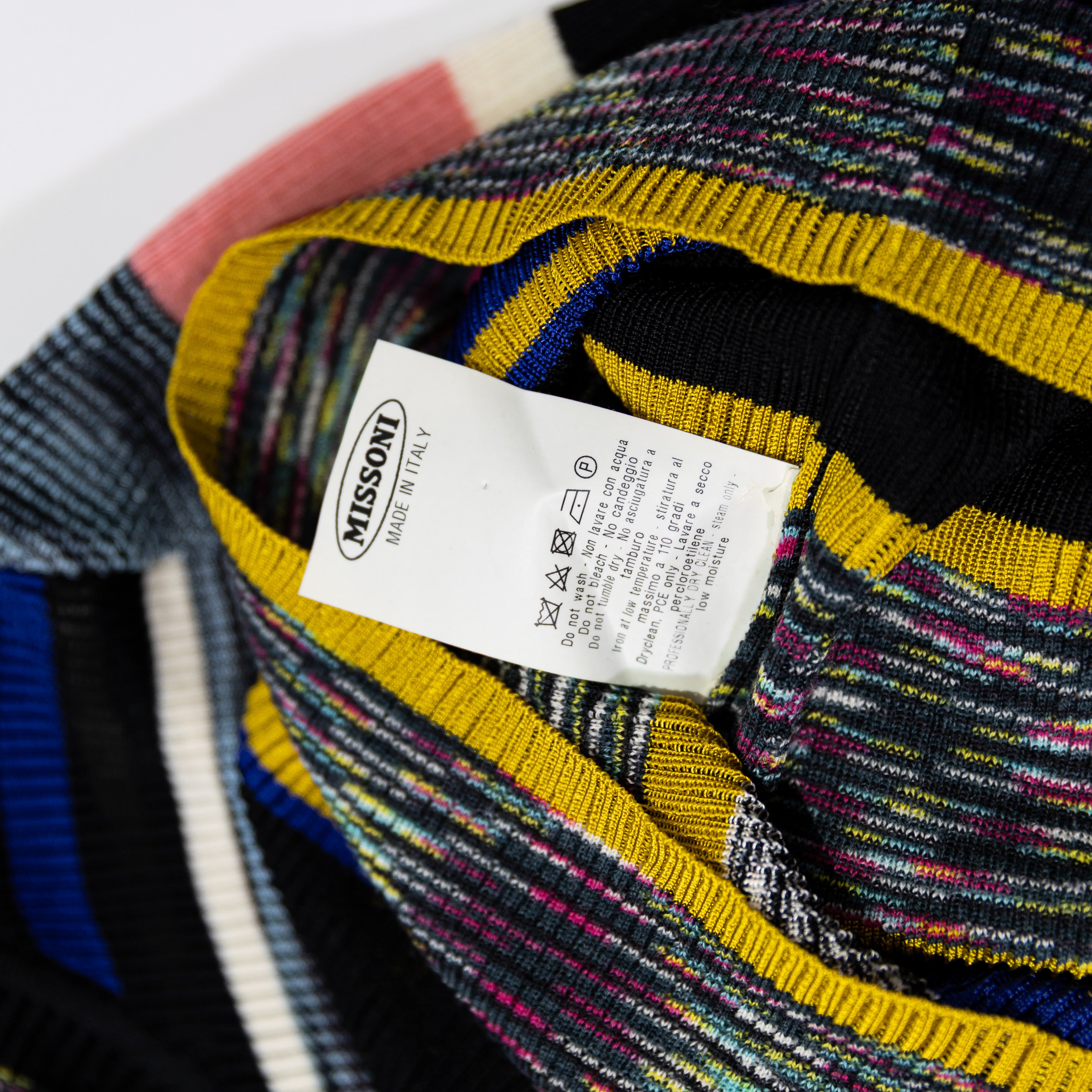 Missoni Women's Made In Italy Wool Blend Multi Color Stripe Turtleneck Sweater S