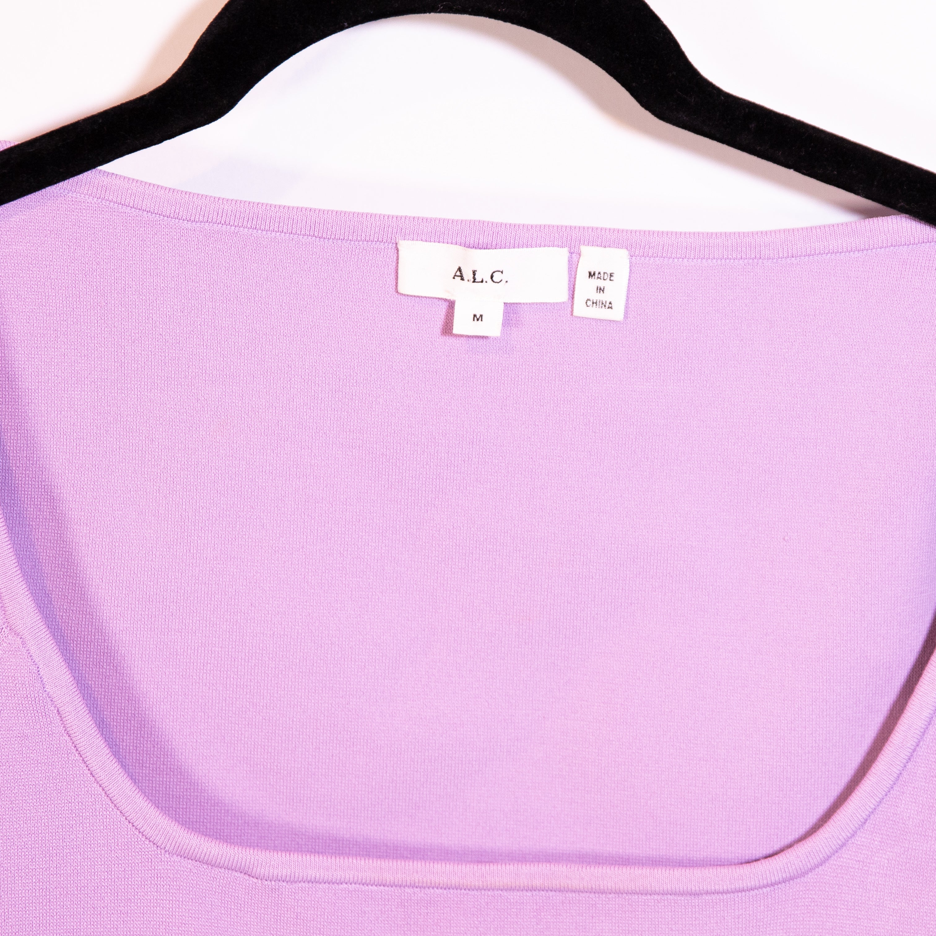 A.L.C. Belle Knit Stretch Square Neck Long Sleeve Lilac Purple Sweater Top M
