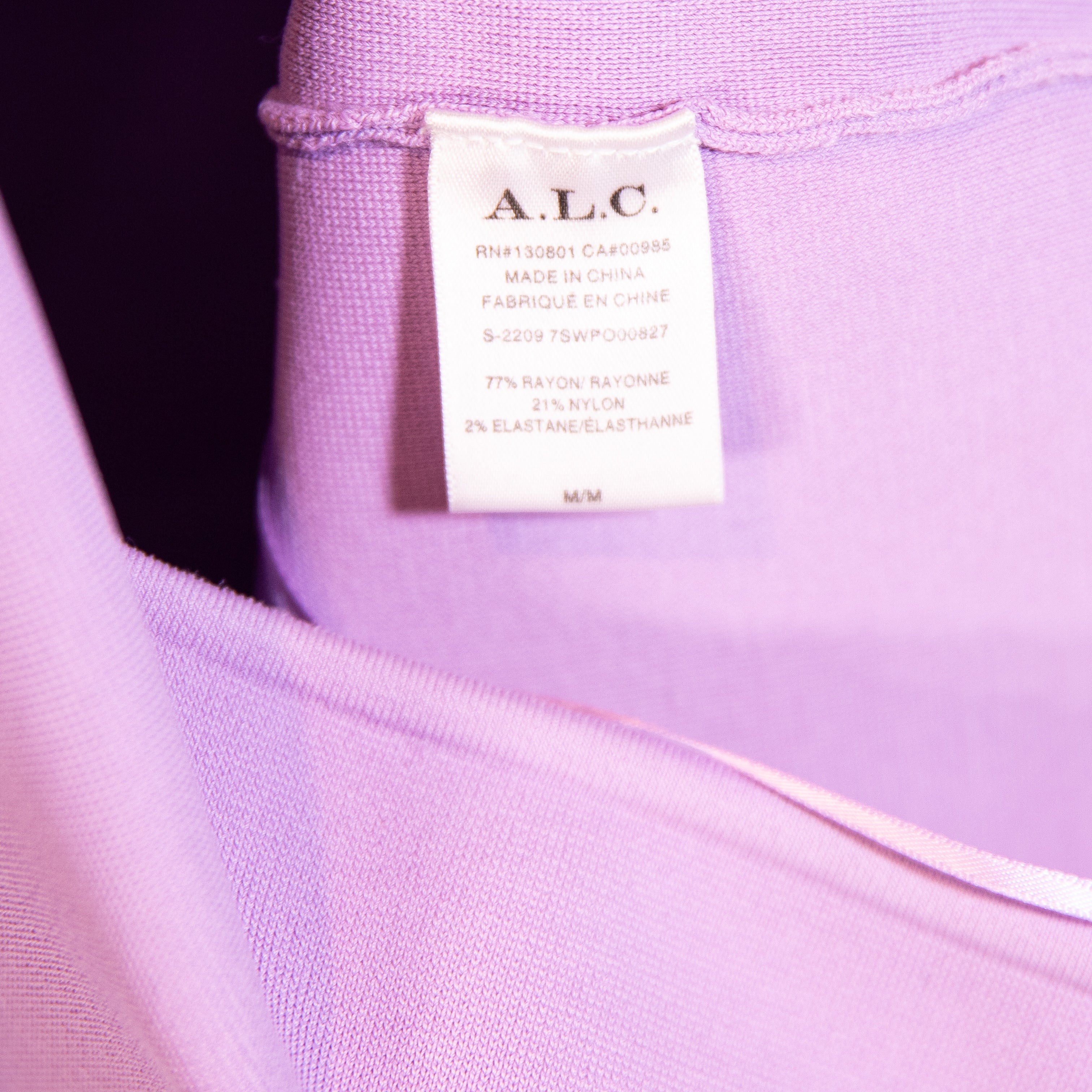 A.L.C. Belle Knit Stretch Square Neck Long Sleeve Lilac Purple Sweater Top M