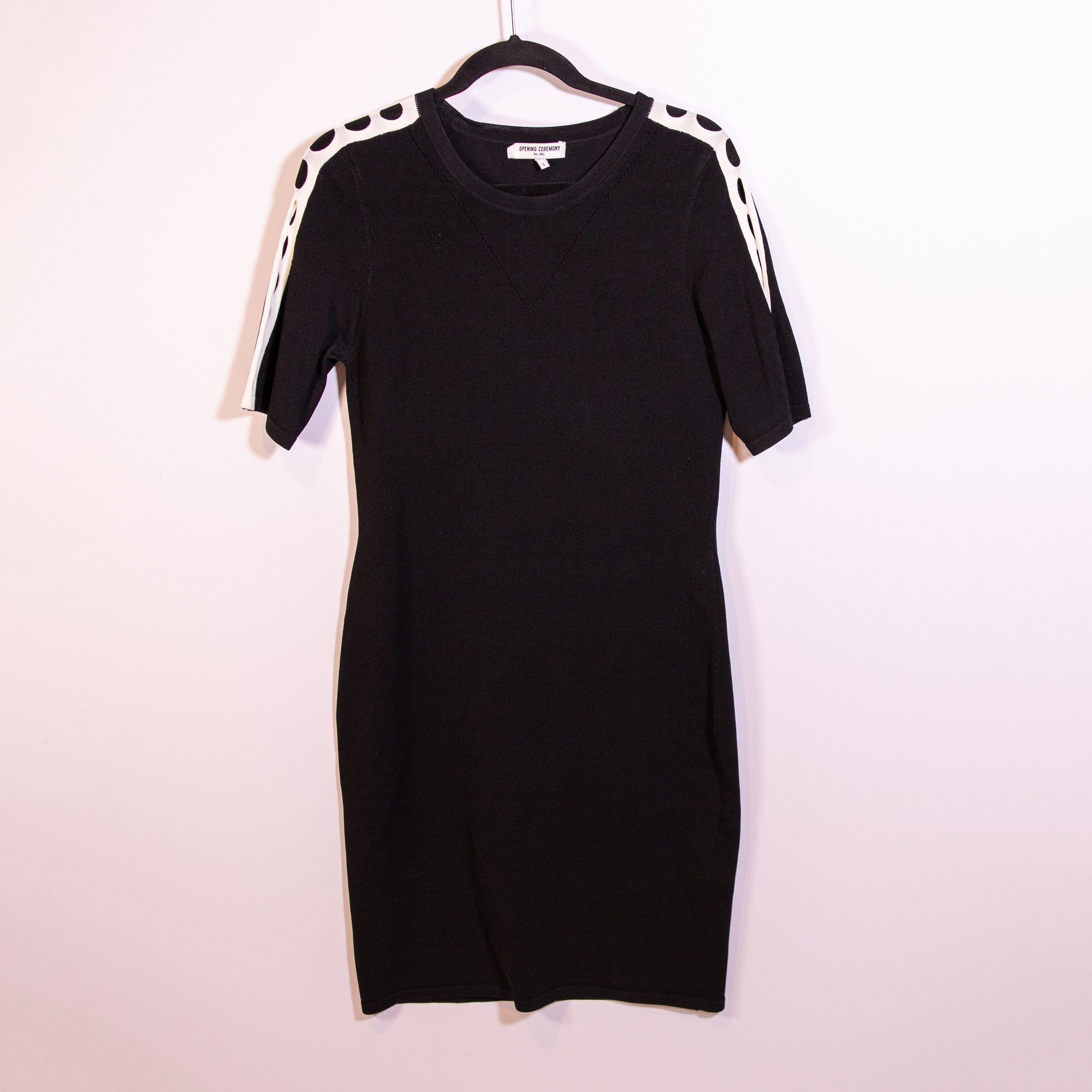 Opening Ceremony Sweater Knit Stretch Crew Neck Short Sleeve Bodycon Mini Dress