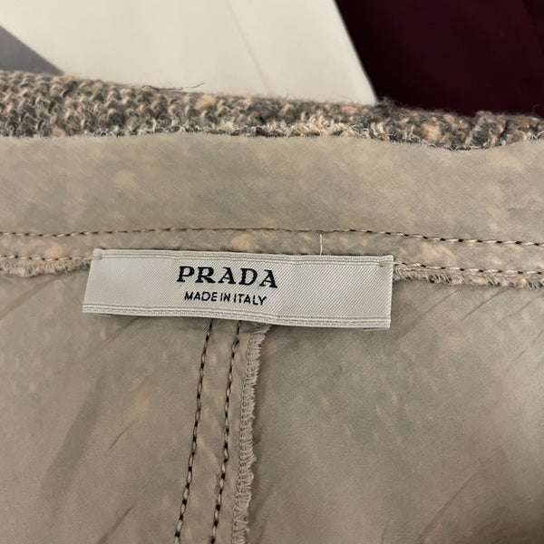 Prada Made In Italy Cotton Wool Linen Textured Woven Structured Blazer Jacket