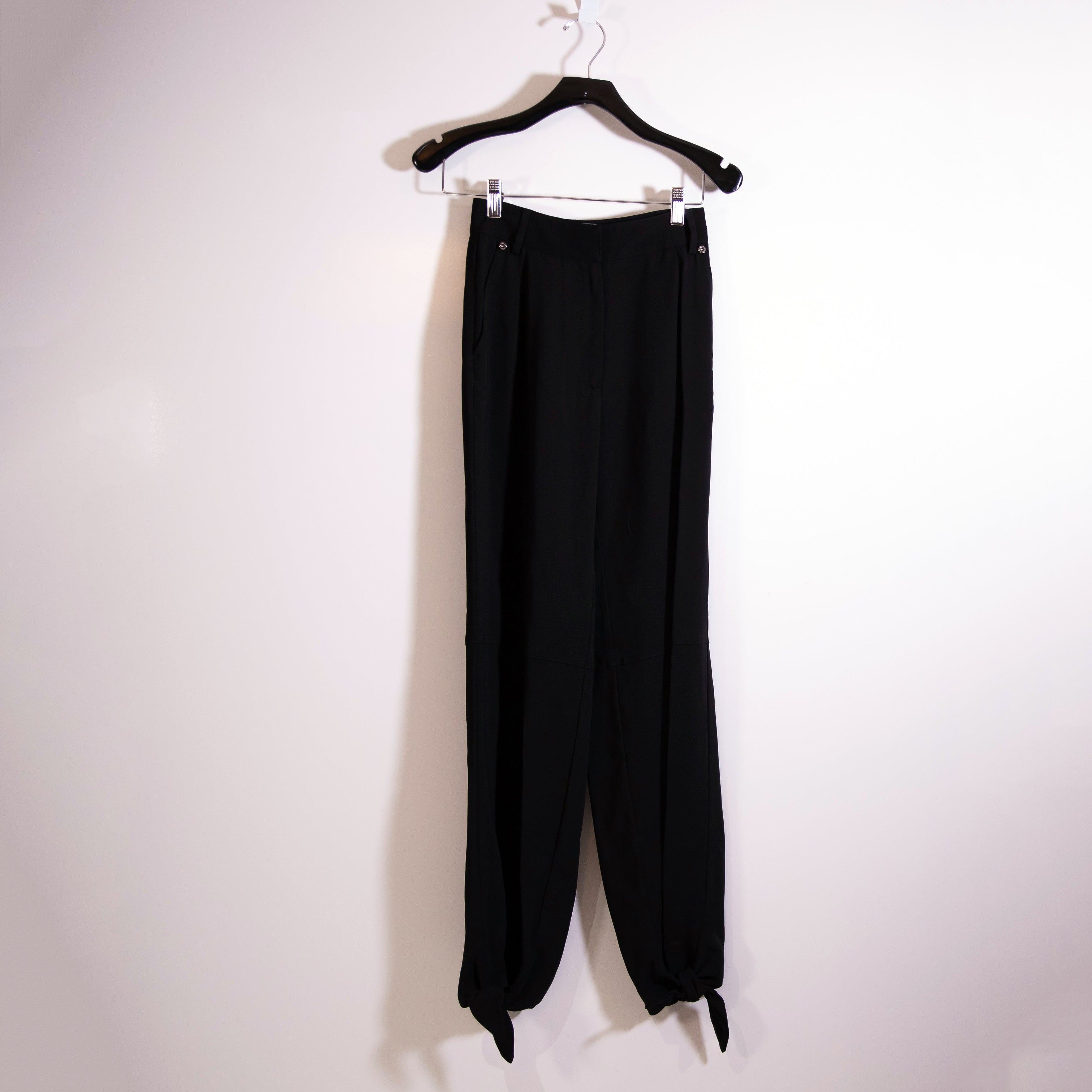 Off-White Virgil Abloh Main Label Mid Rise Straight Leg Ankle Tie Trouser Pants