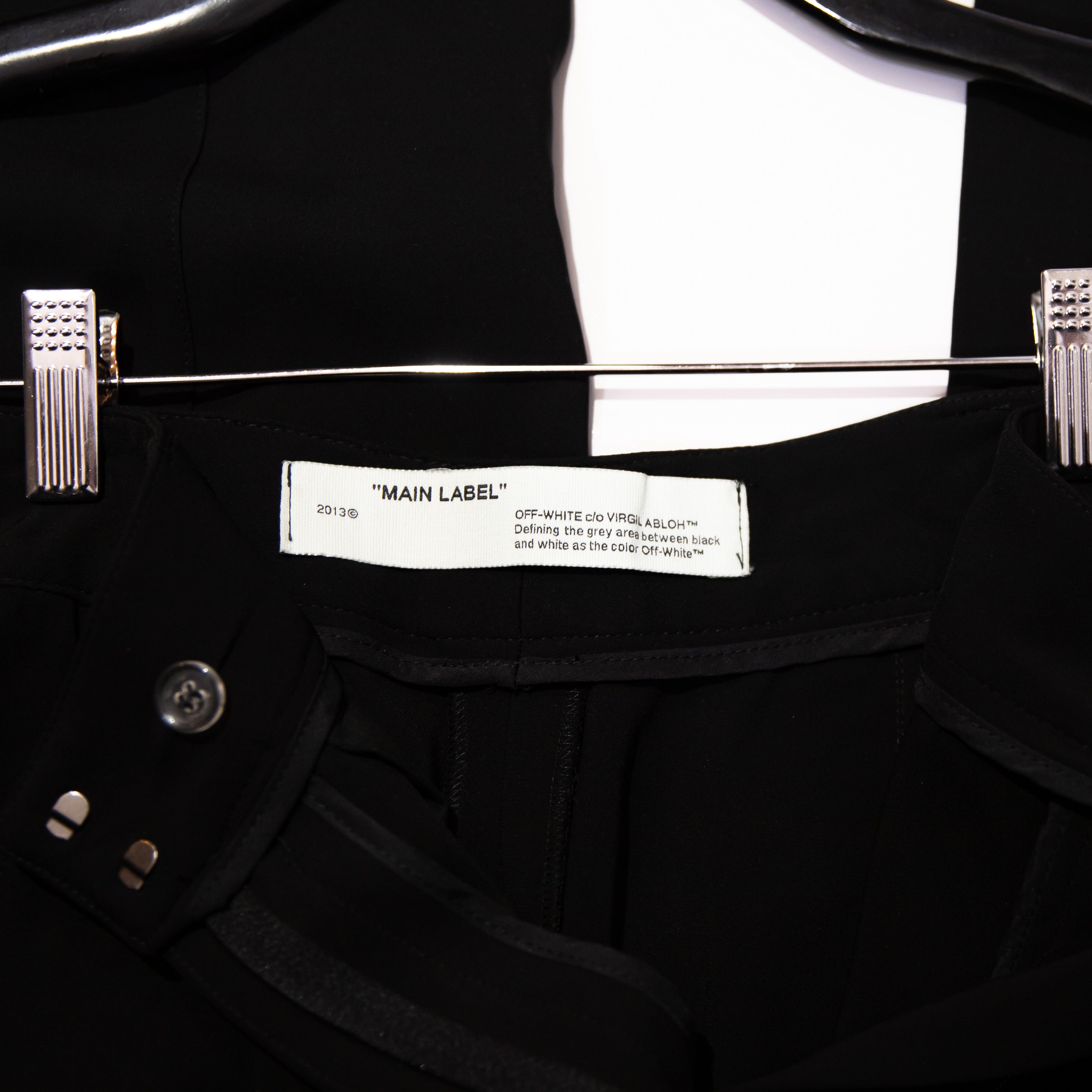 Off-White Virgil Abloh Main Label Mid Rise Straight Leg Ankle Tie Trouser Pants