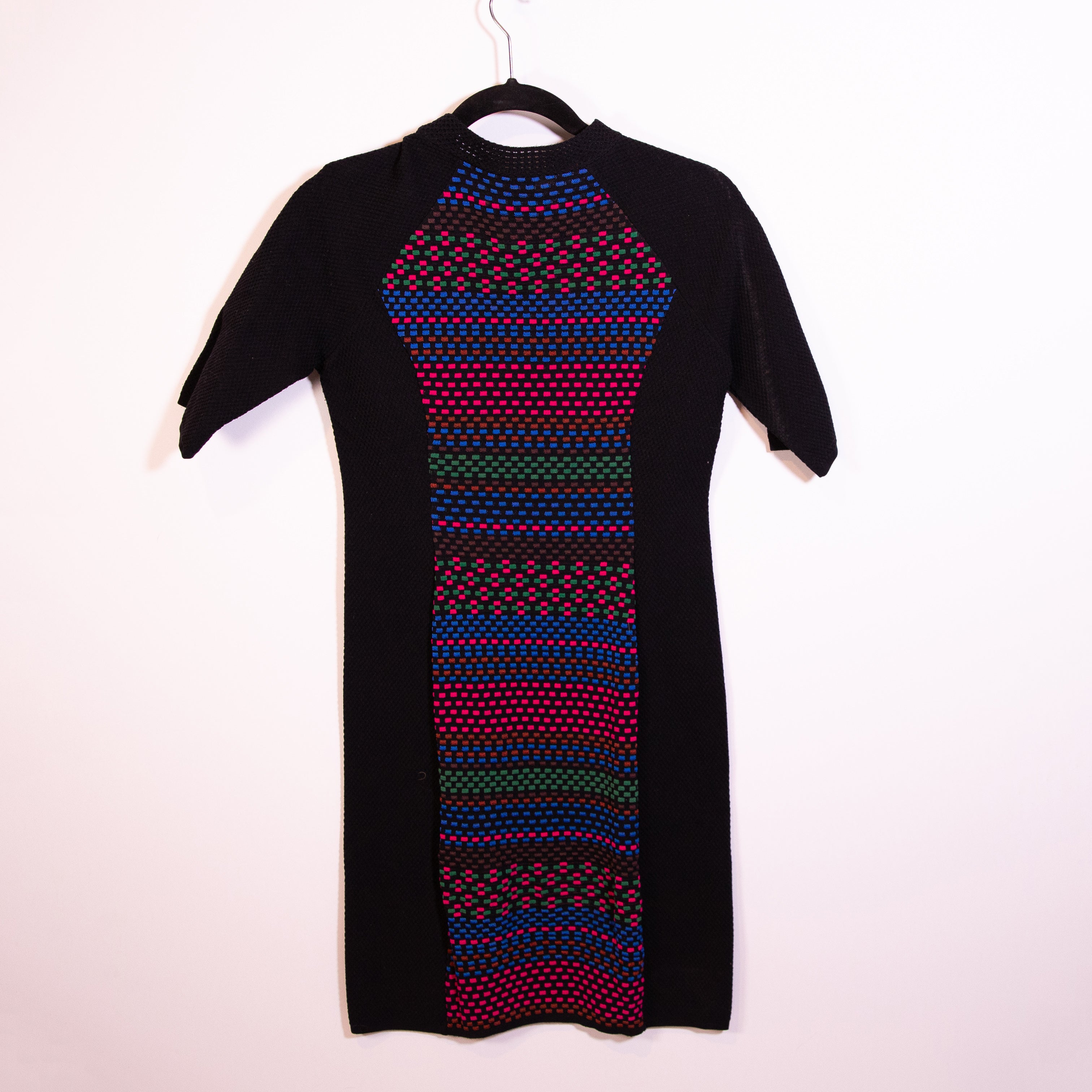 Missoni Cotton Blend Multi Color Woven Knit Stretch Short Sleeve Sweater Dress