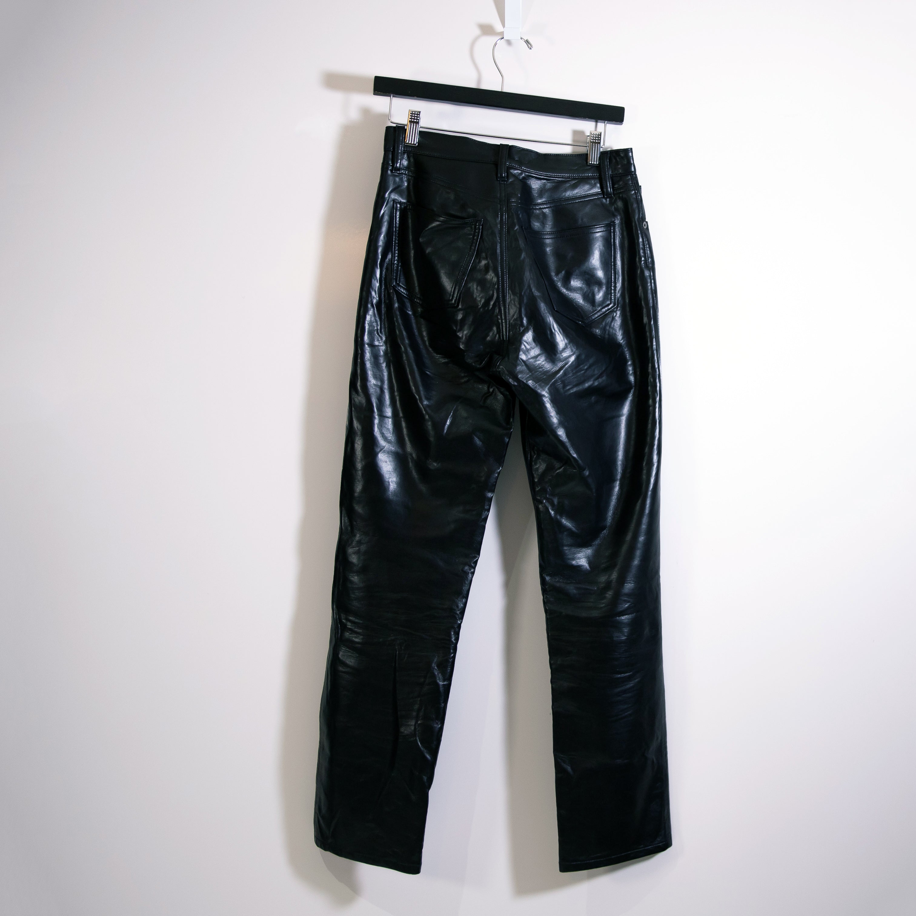 Agolde Recycled Leather Fitted Straight Leg 90's Pants Detox Black 24