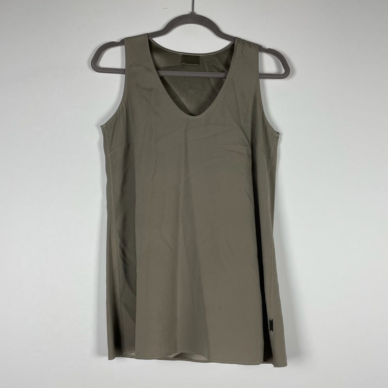 Brunello Cucinelli Silk Chiffon Satin Lined Sleeveless V Neck Shell Tank Top M