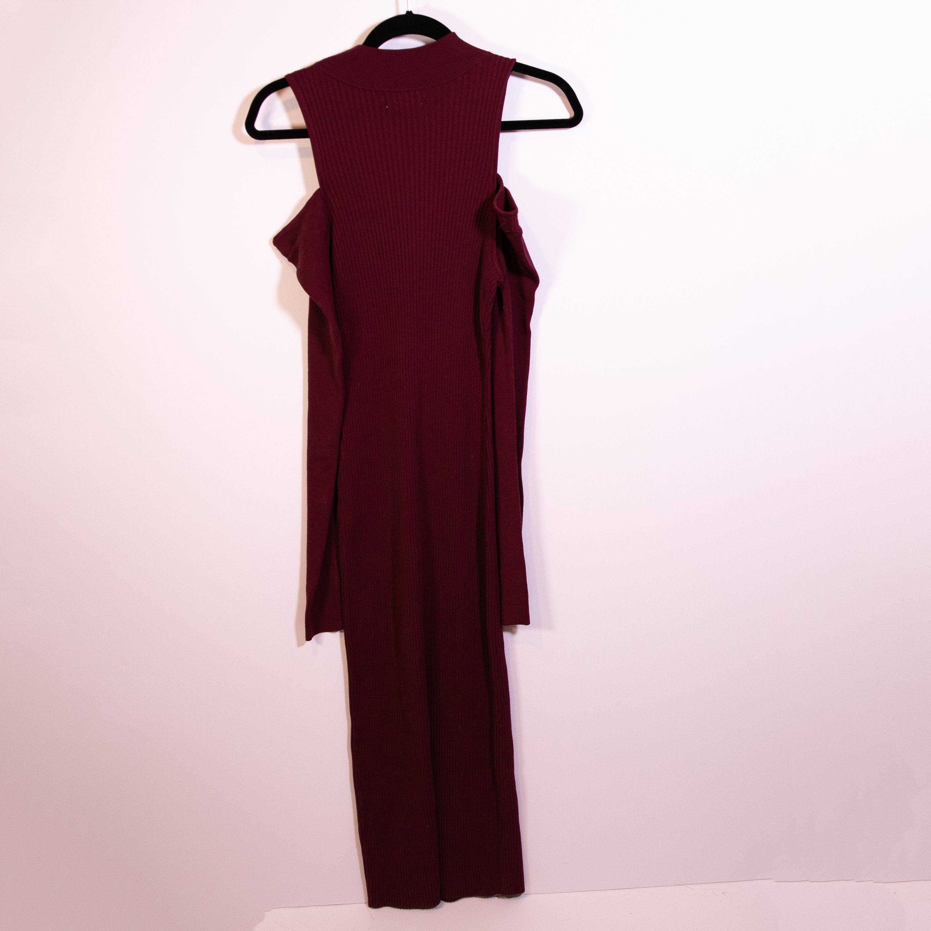 NEW Open Edit Mock Neck Cold Shoulder Long Sleeve Sweater Dress Burgundy Tannin