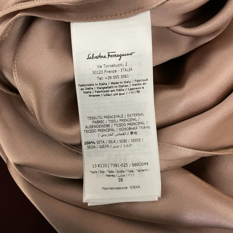 Salvatore Ferragamo Made In Italy Silk Satin Slip A Line Flared Midi Skirt 38