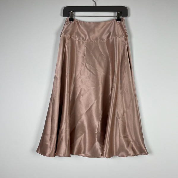 Salvatore Ferragamo Made In Italy Silk Satin Slip A Line Flared Midi Skirt 38