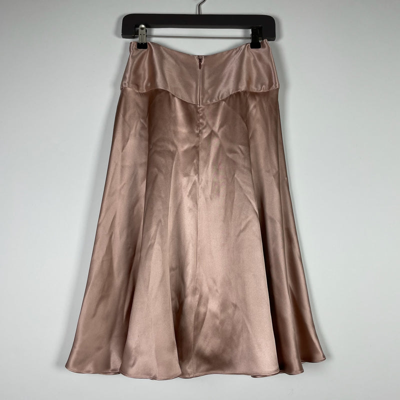 Salvatore Ferragamo Made In Italy Silk Satin Slip A Line Flared Midi Skirt 38