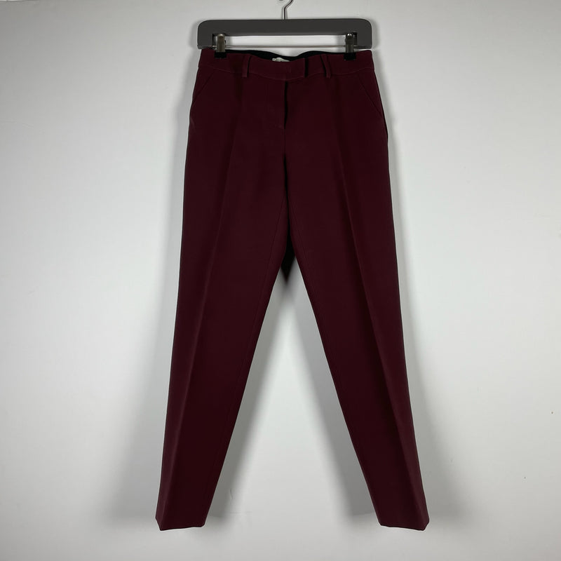 Fendi Made in Italy Women's Wool Crepe Ponte Ankle Crop Trouser Pants Burgundy