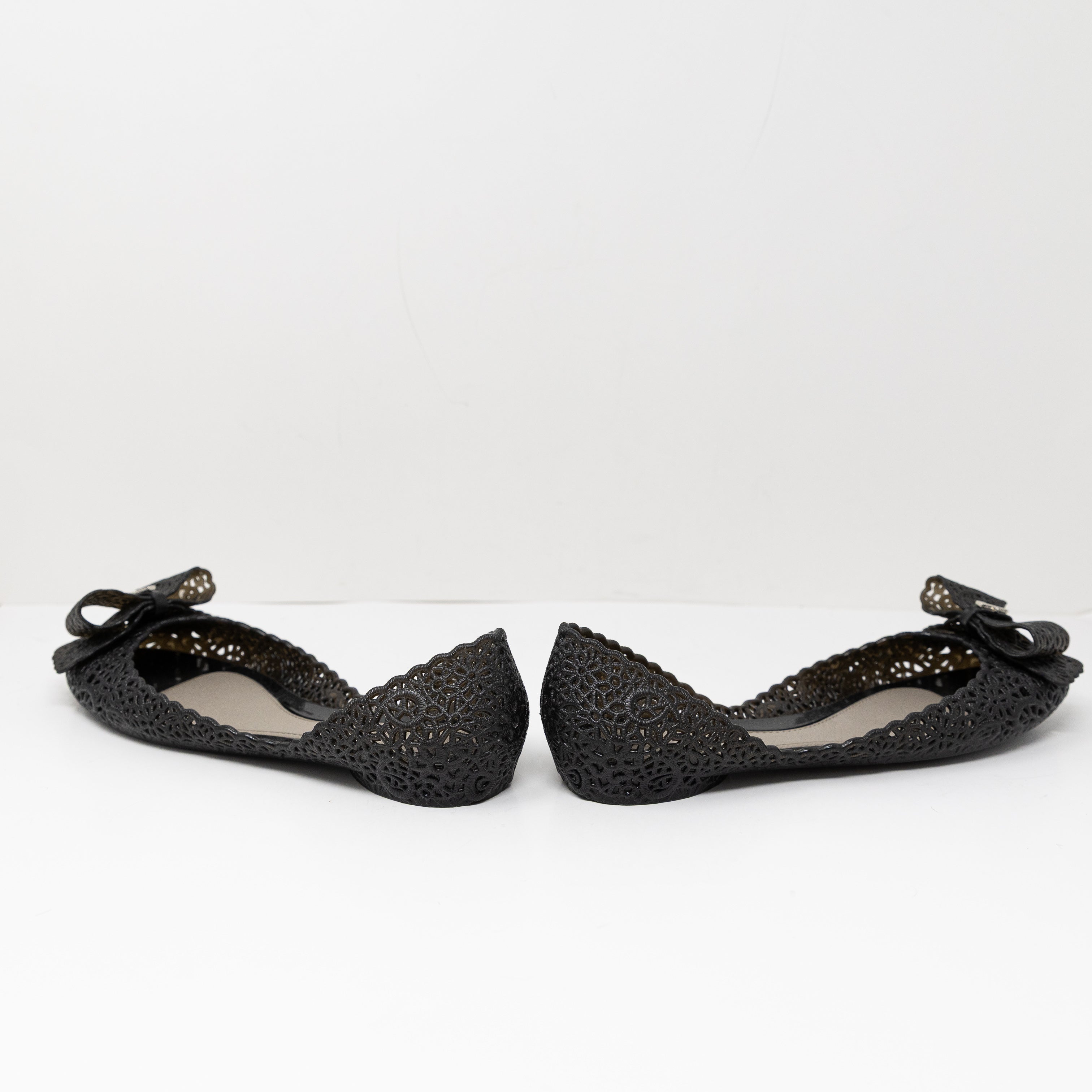 NEW Salvatore Ferragamo Nilly Cut Out Lattice Rubber Slip On Ballet Flats Shoes
