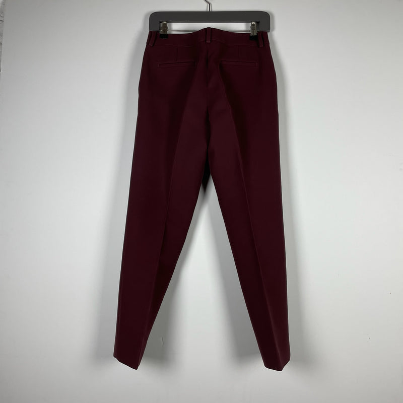 Fendi Made in Italy Women's Wool Crepe Ponte Ankle Crop Trouser Pants Burgundy