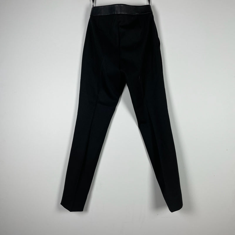 Gucci Women's Made In Italy Wool Stretch Leather Waist Trim Ankle Crop Pants 38