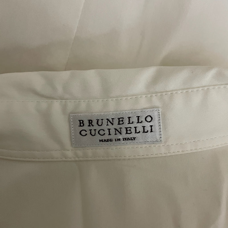 Brunello Cucinelli Made In Italy Cotton Poplin Stretch Button Front Blouse Large