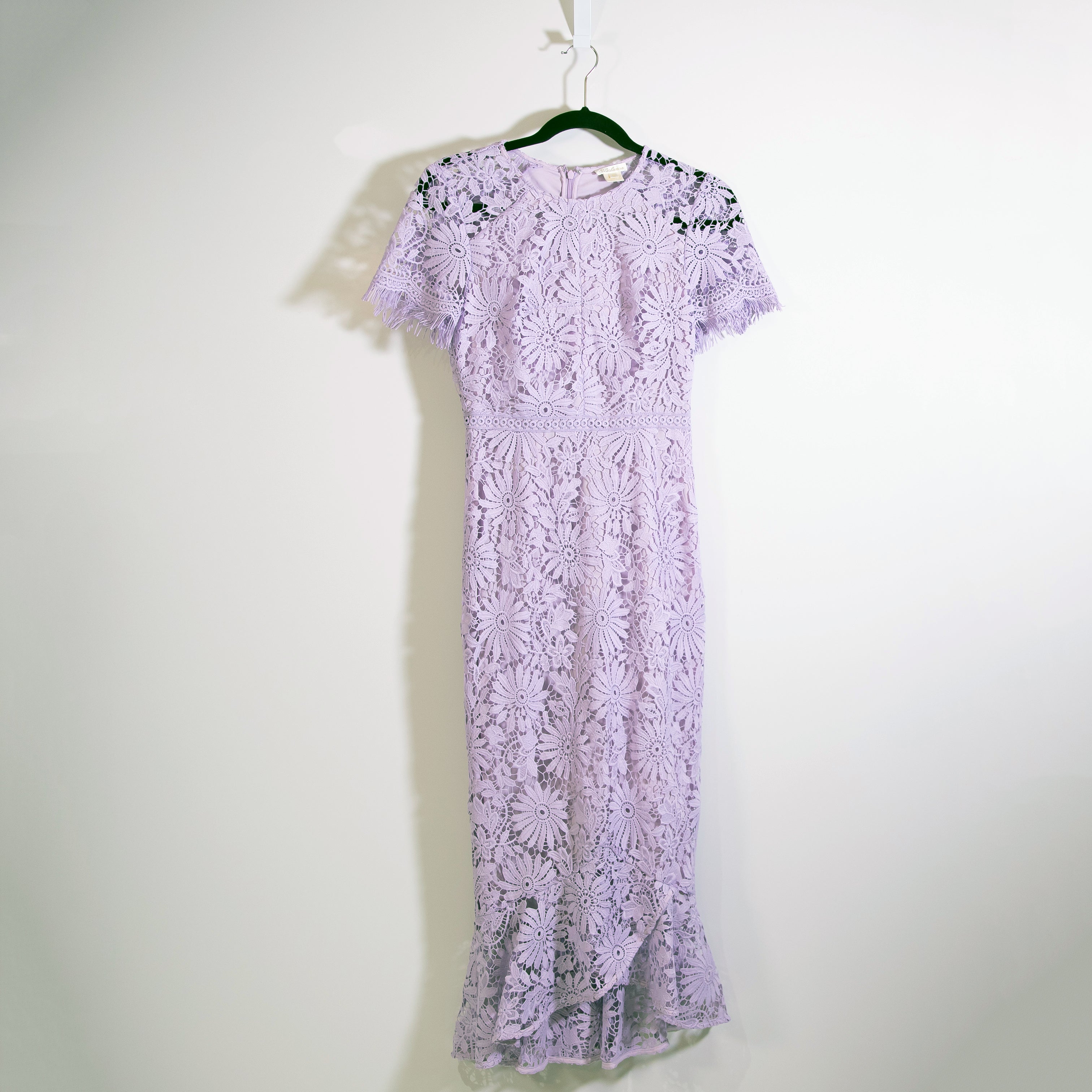 Shoshanna Edgecombe Floral Flower Allover Lace Short Sleeve Midi Sheath Dress 0