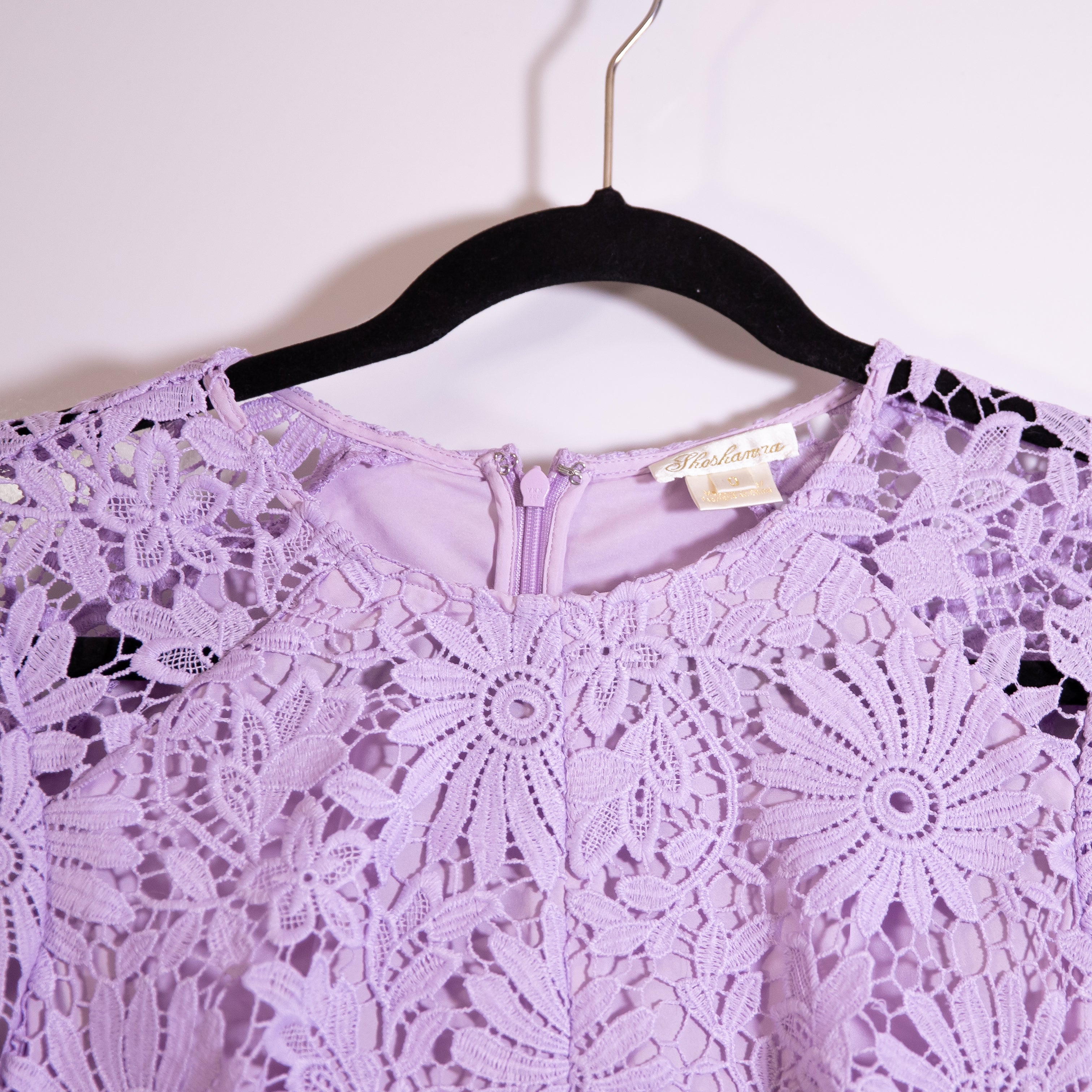 Shoshanna Edgecombe Floral Flower Allover Lace Short Sleeve Midi Sheath Dress 0