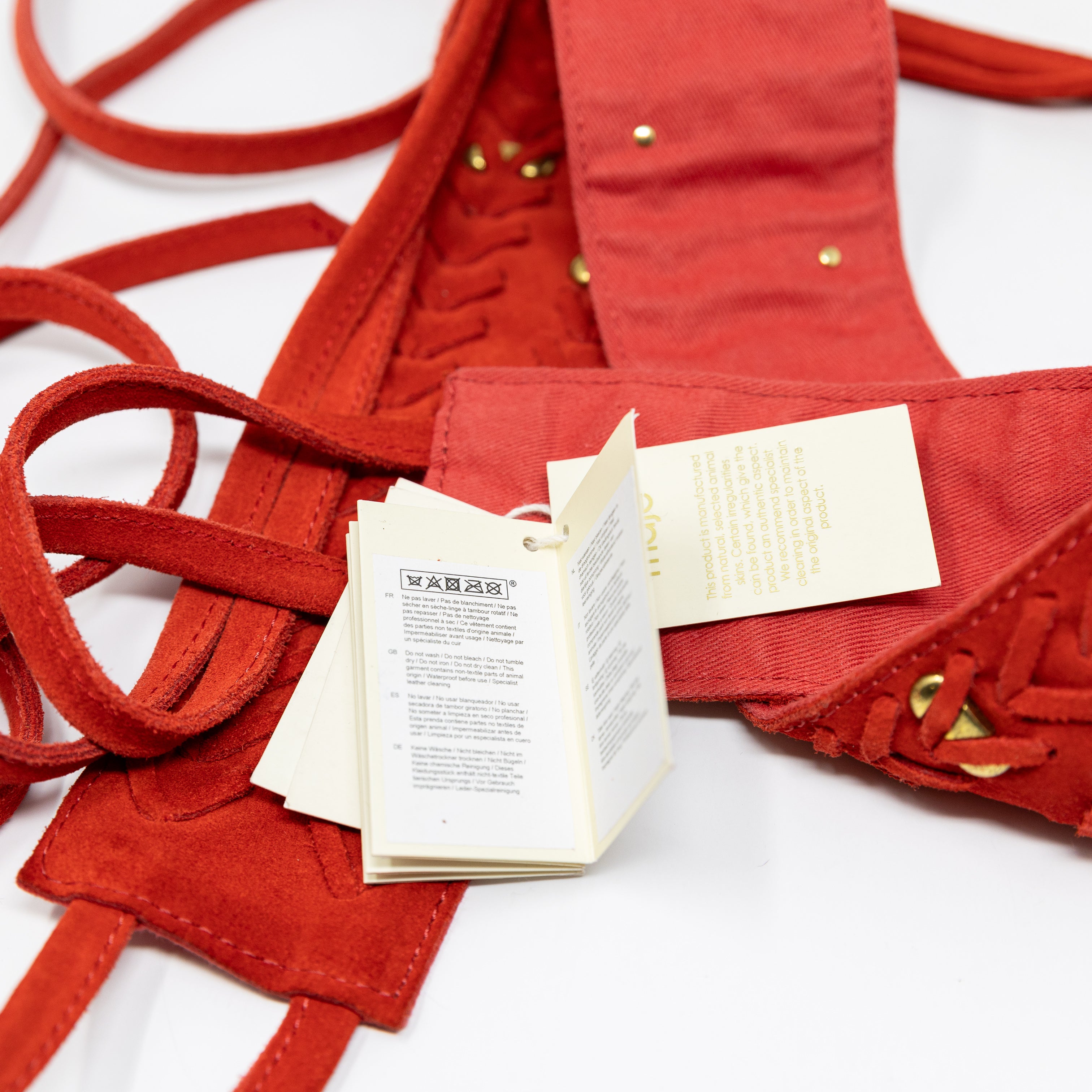 NEW Maje Genuine Leather Suede Braided Wide Belt Waist Wrap Red