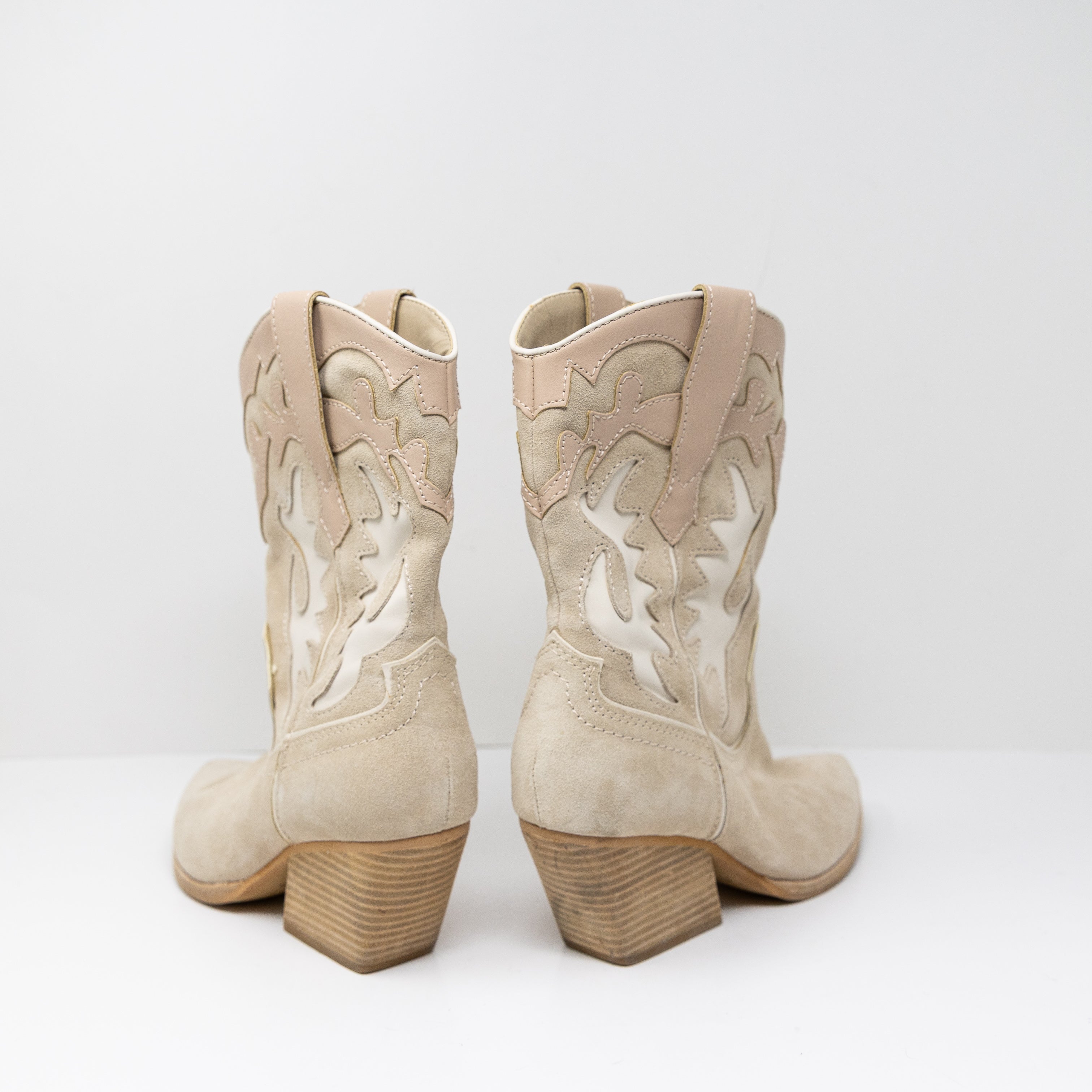 Dolce Vita Landen Dune Suede Block Heel Pull On Cowboy Boots Booties Shoes 7.5