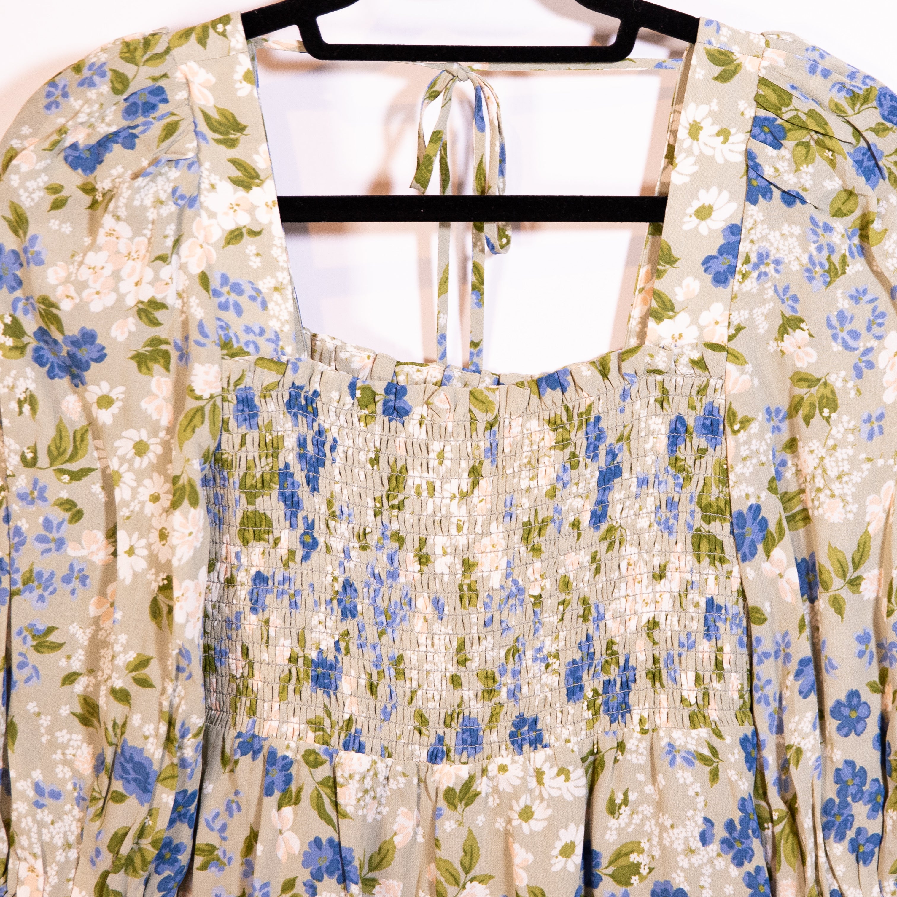 Reformation Zaria Chiffon Smocked Bodice Half Sleeve Amie Floral Print Dress XS