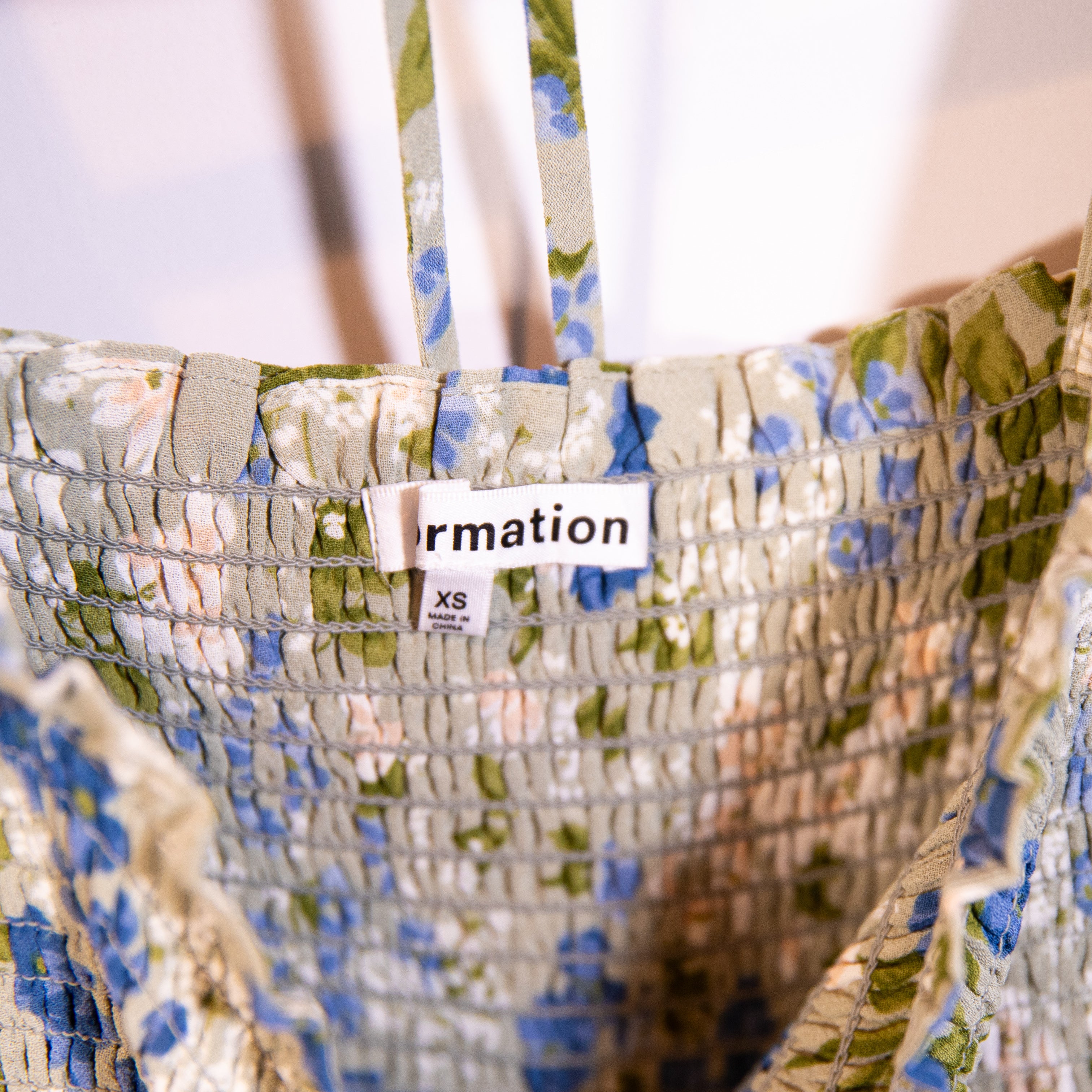 Reformation Zaria Chiffon Smocked Bodice Half Sleeve Amie Floral Print Dress XS