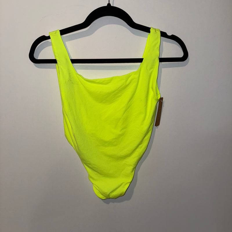 NEW Skims Fits Everybody High Cut Square Neck Bodysuit Green Highlighter Large