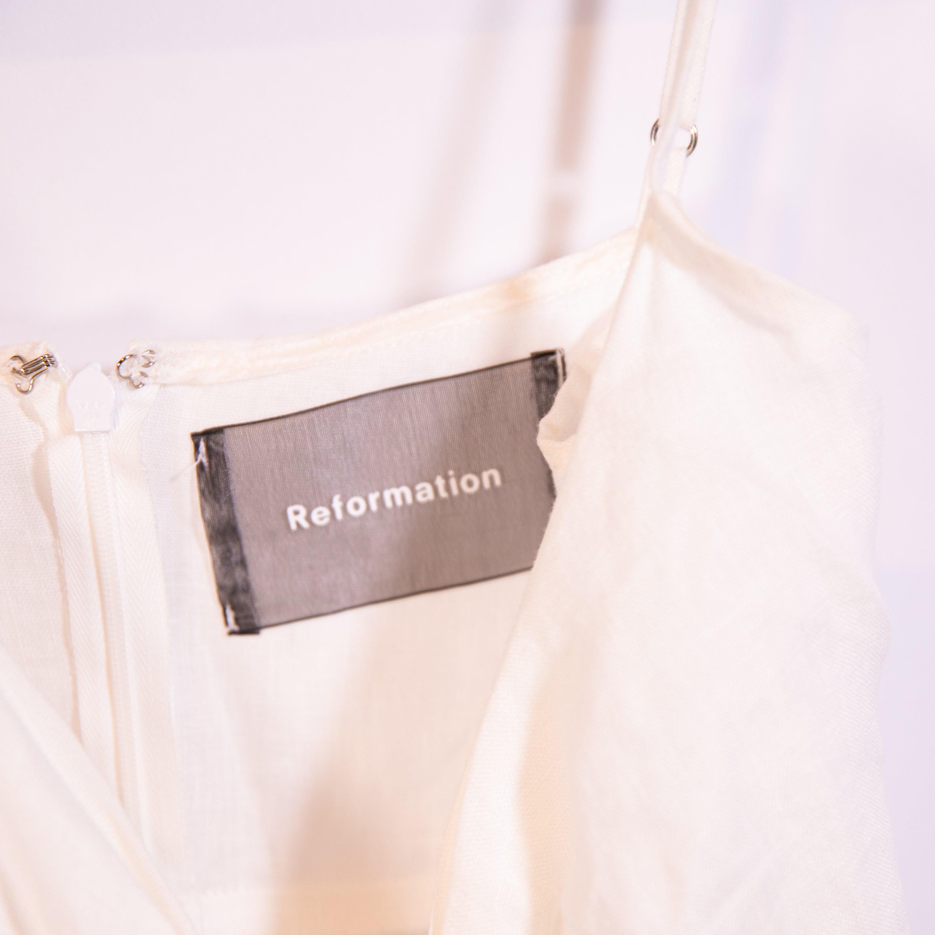 Reformation Sullivan Lightweight Linen Cut Out Bow Tie Mini Dress White 2