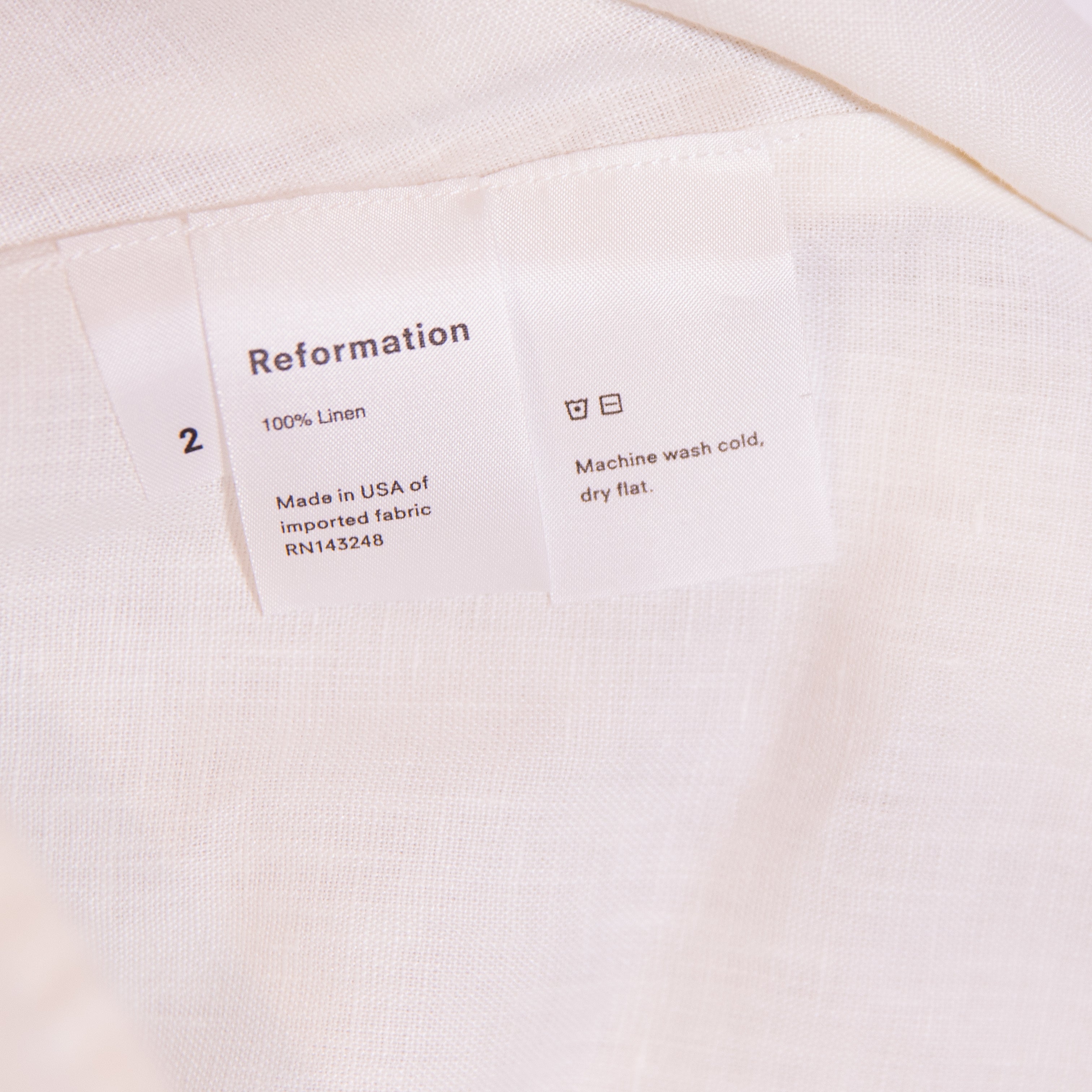 Reformation Sullivan Lightweight Linen Cut Out Bow Tie Mini Dress White 2