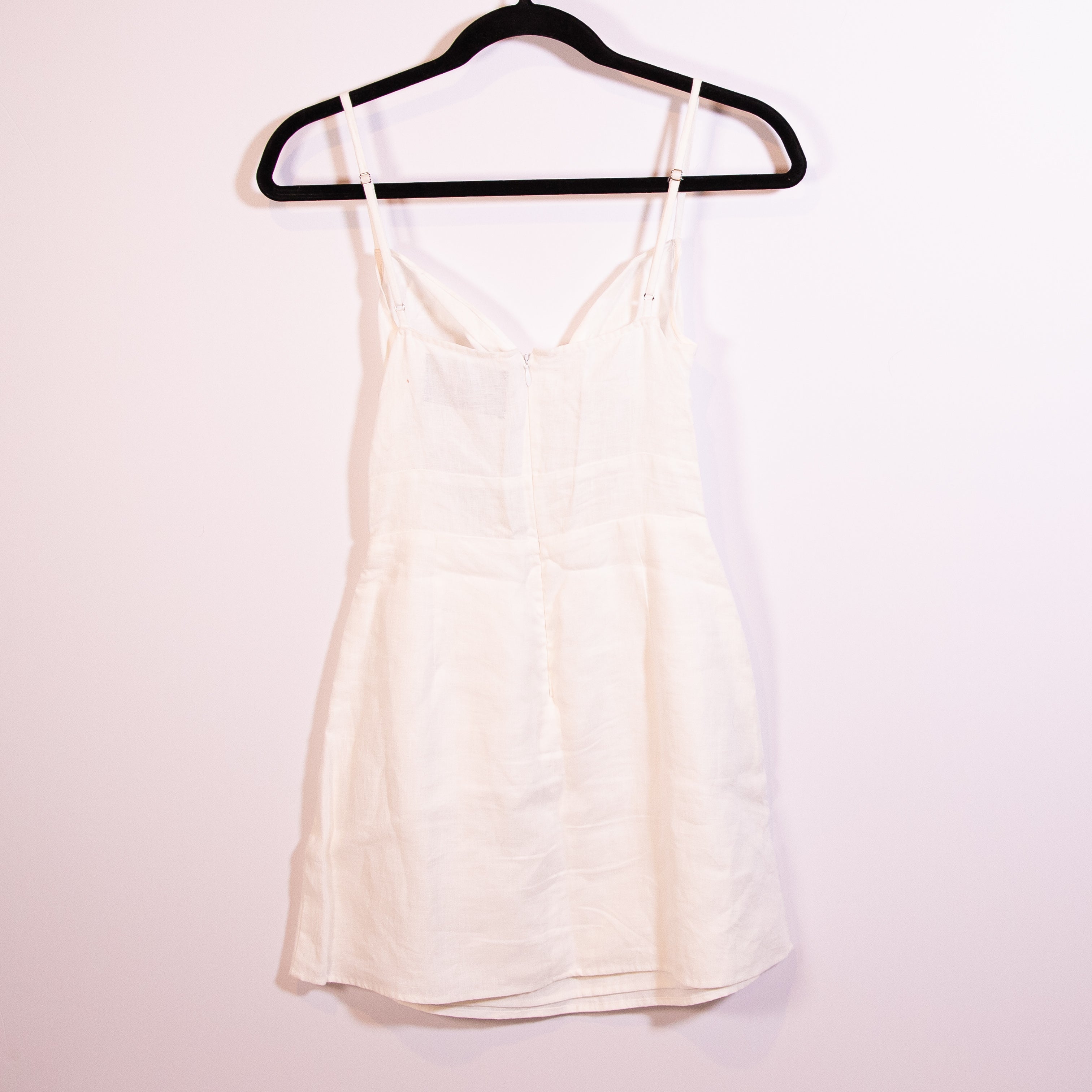 Reformation Sullivan Lightweight Linen Cut Out Bow Tie Mini Dress White 2