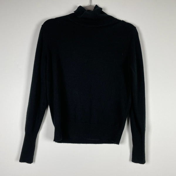 Nili Lotan 100% Cashmere Knit Stretch Turtleneck Pullover Sweater Solid Black