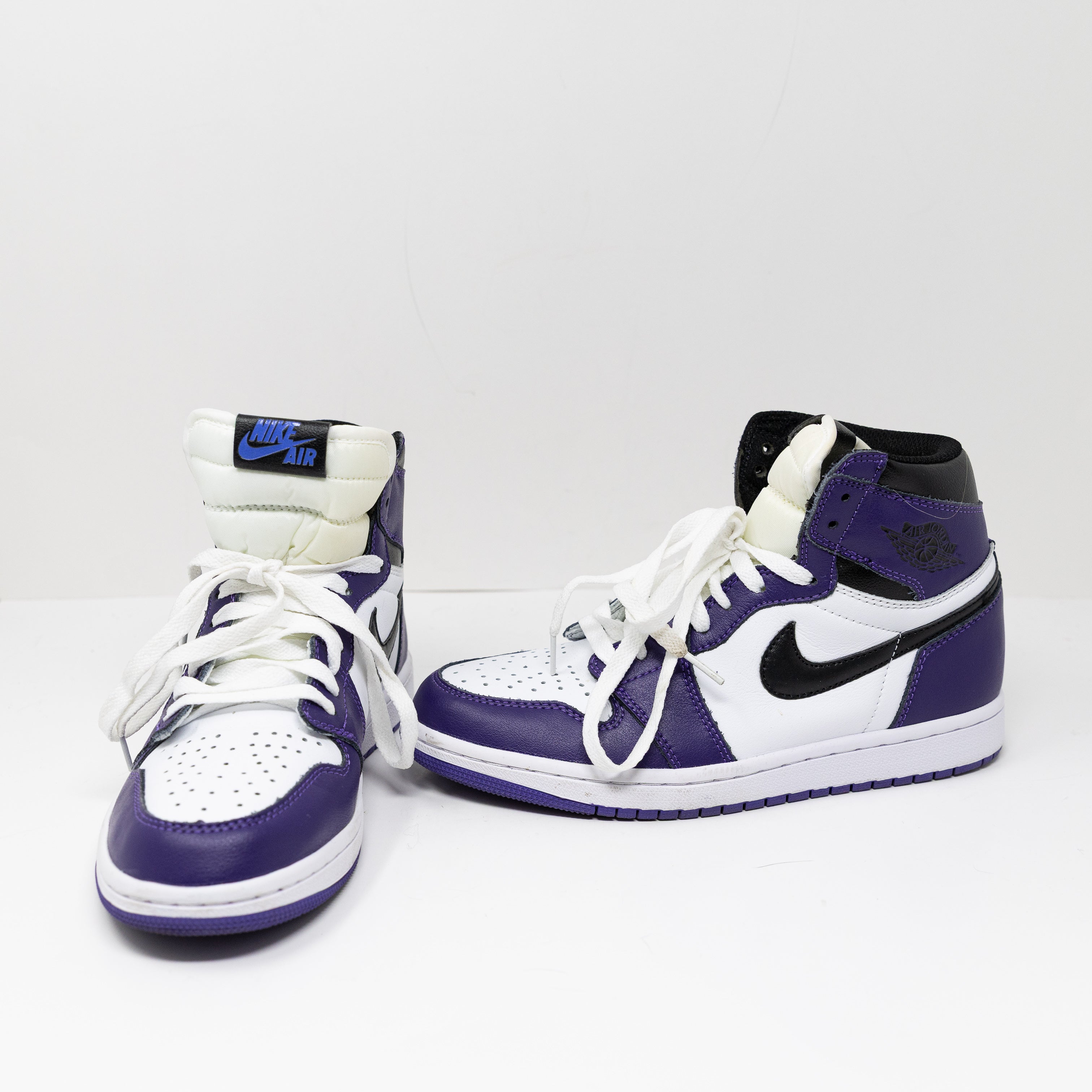 Nike Jordan 1 Retro High Top Leather Court Athletic Purple White Sneakers Shoes