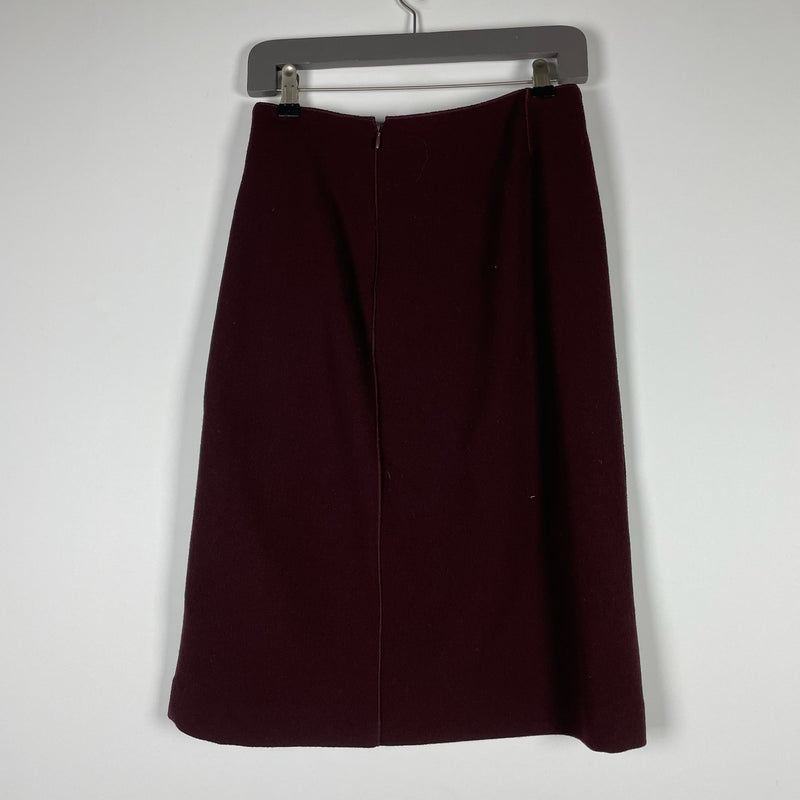 Bottega Veneta Made In Italy Women's Wool Crepe Ruffle Draped Pencil Skirt 42