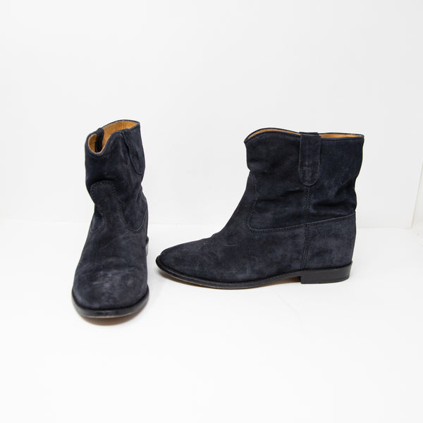 Isabel Marant Susee Low Ankle Genuine Suede Leather Pull On Booties Boots Shoes