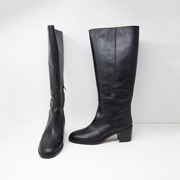 NEW Madewell The Francie Genuine Leather Block Heel Tall Boot Extended Calf 8.5