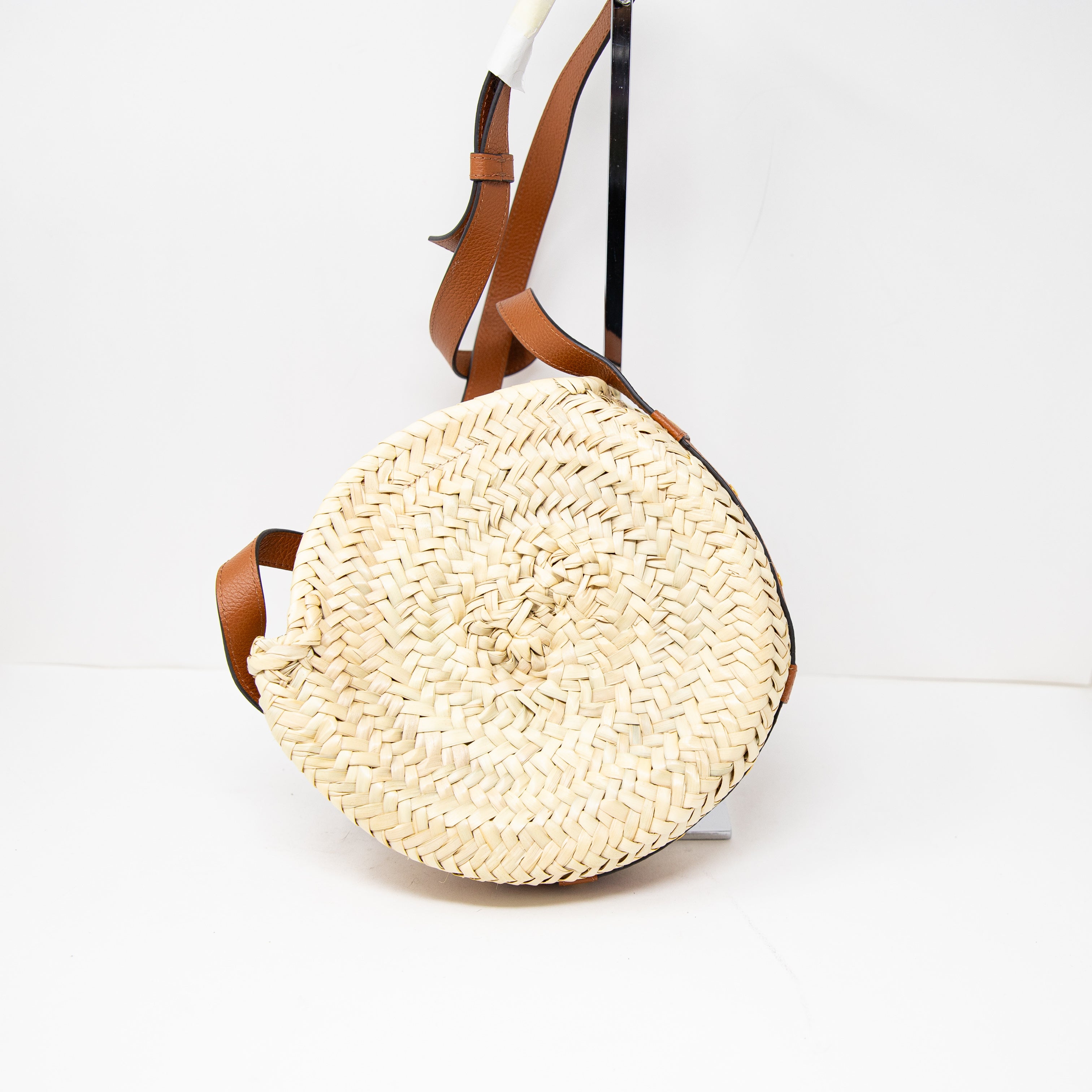 NEW Chloe Marcie Crossbody Raffia Woven Basket Leather Shoulder Purse Bag Tan