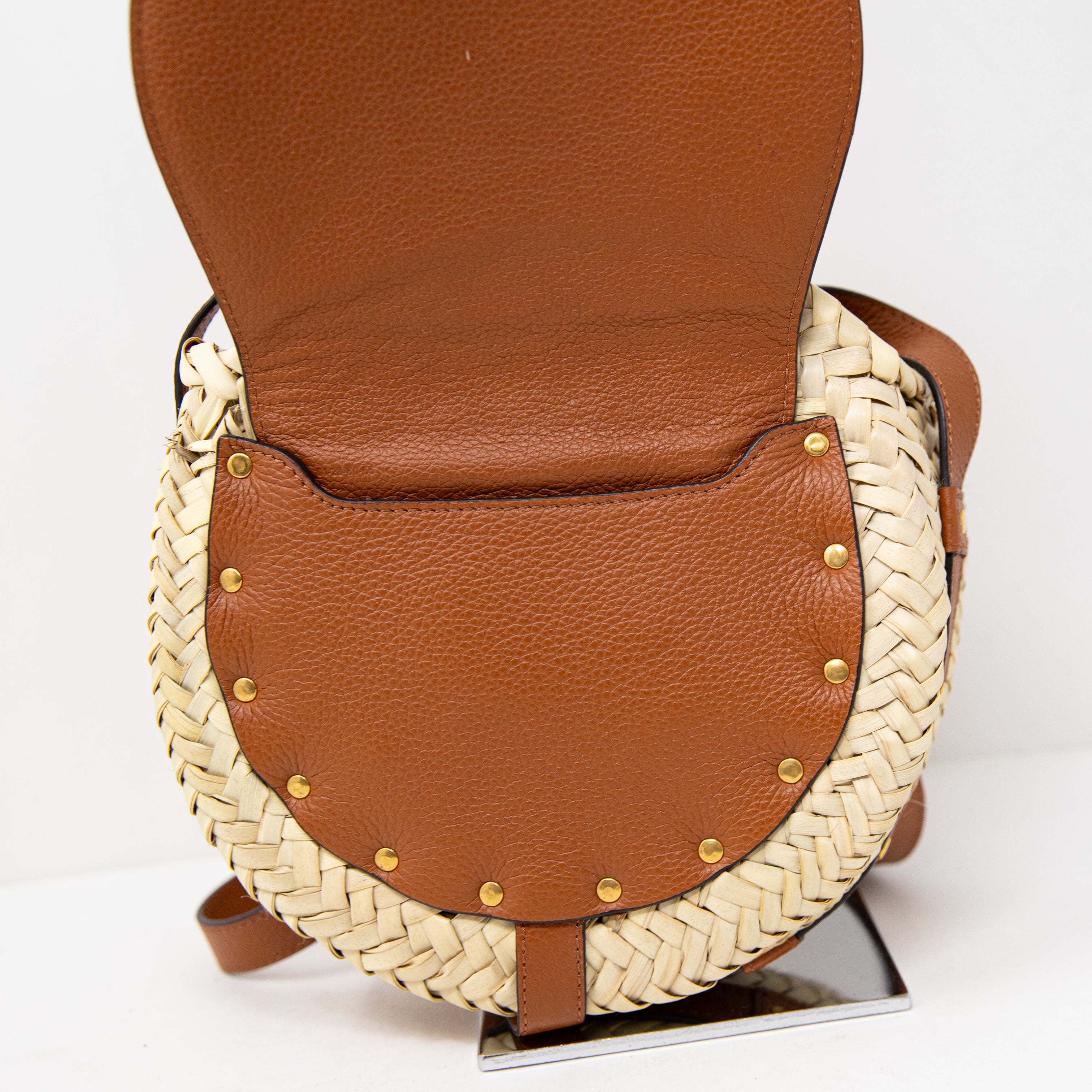 NEW Chloe Marcie Crossbody Raffia Woven Basket Leather Shoulder Purse Bag Tan