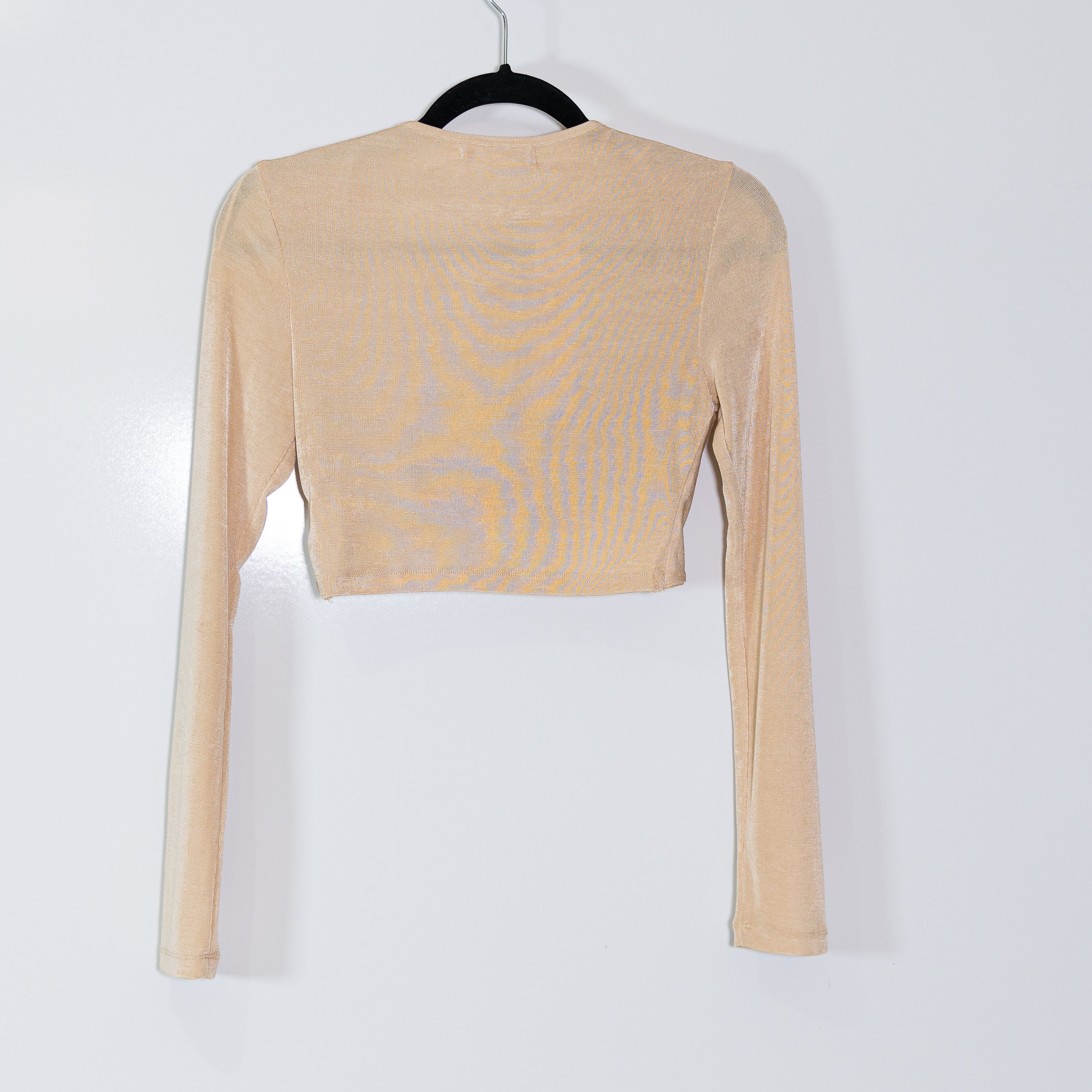 NEW Peppermayo Morning Mist Superlove Twist Front Long Sleeve Crop Top Beige 8