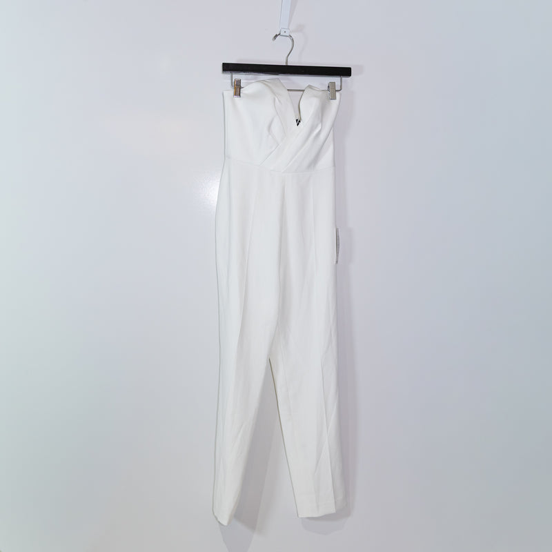 NEW Jay Godfrey Abrams Strapless VNeck Full Length Jumpsuit Jumper Diamond White